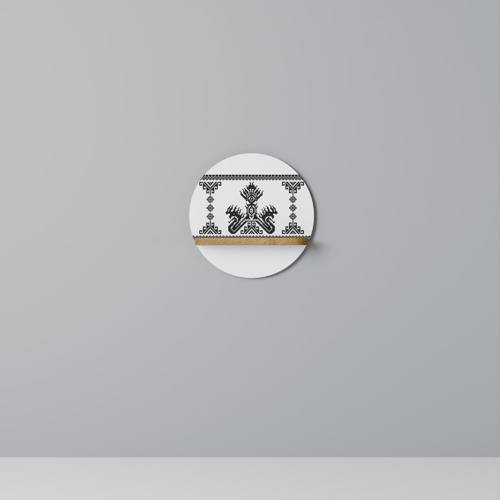 Étagère d'art ronde MYTHIC STITCH effet chêne