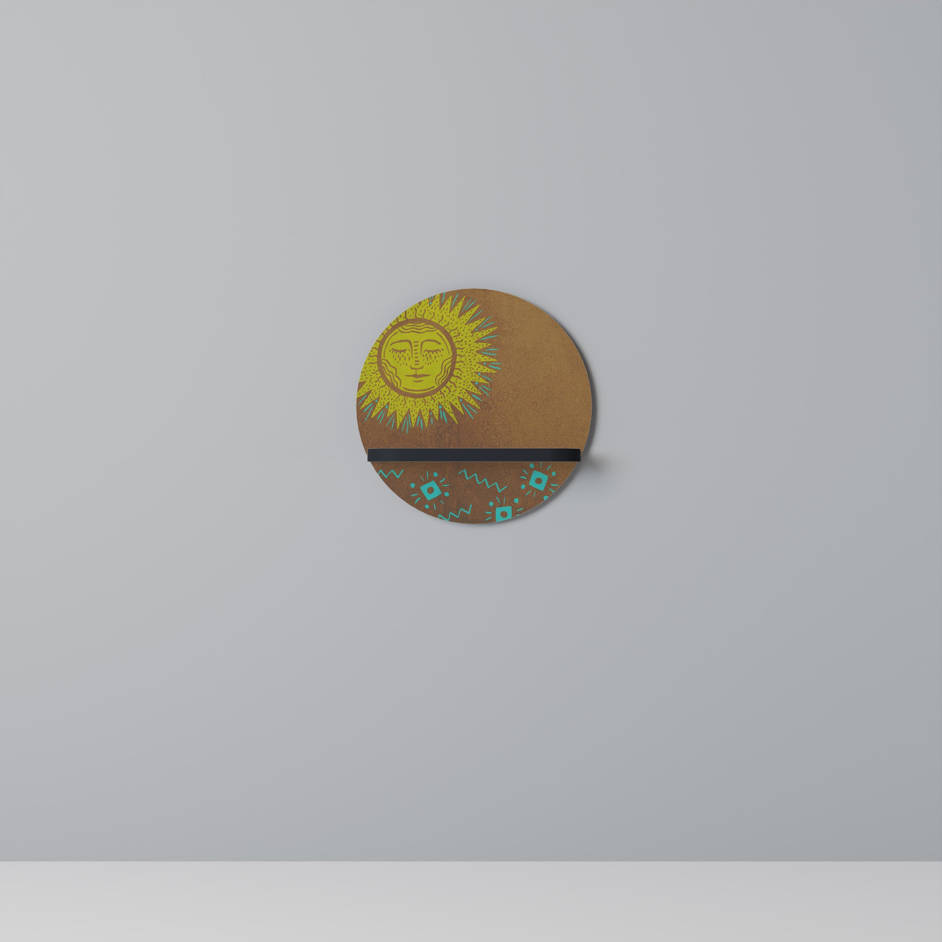 Étagère d'art ronde SUNSHINE PRAISE en finition noire