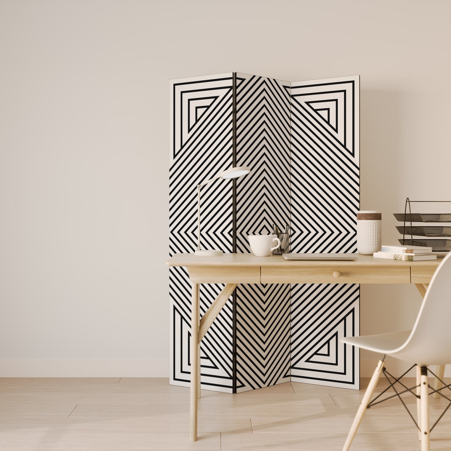POLYGON ILLUSION 3-Panel Room Divider