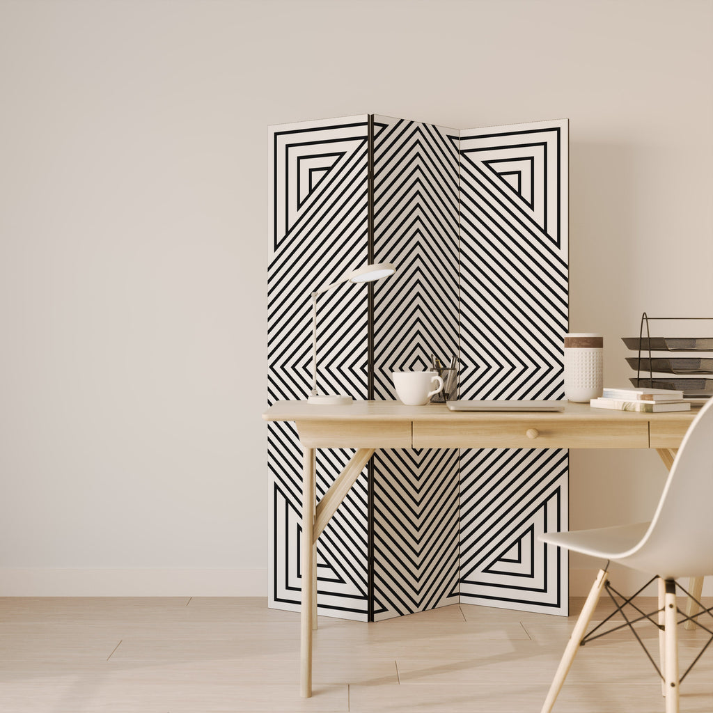 POLYGON ILLUSION Decorative 3-Panel Room Divider