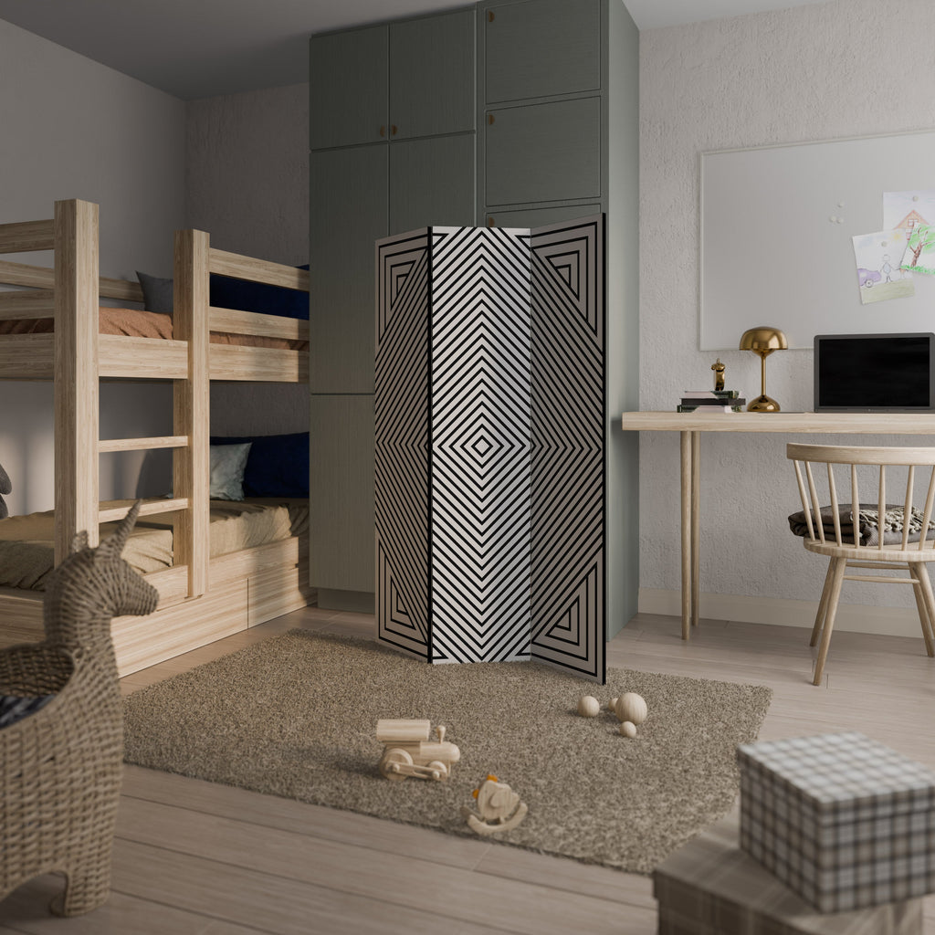 POLYGON ILLUSION Decorative 3-Panel Room Divider