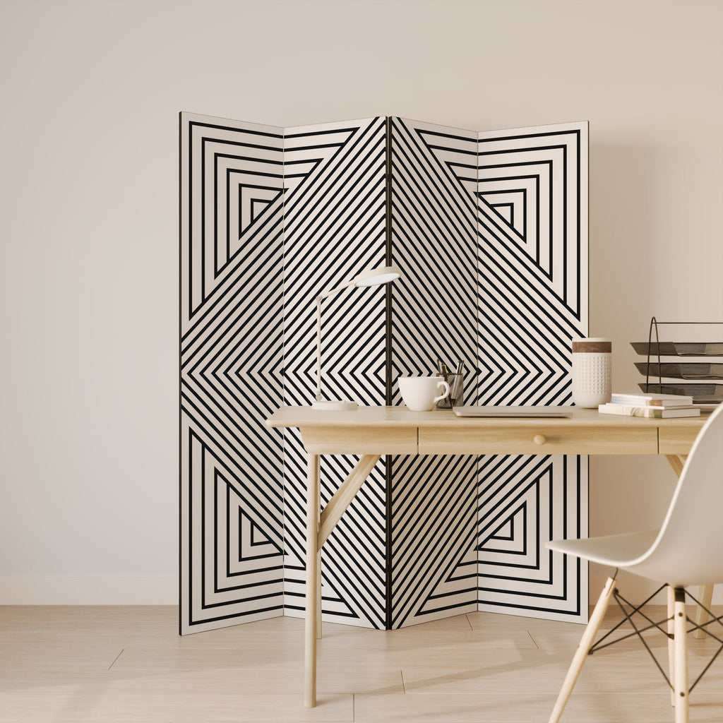 POLYGON ILLUSION Decorative 4-Panel Room Divider