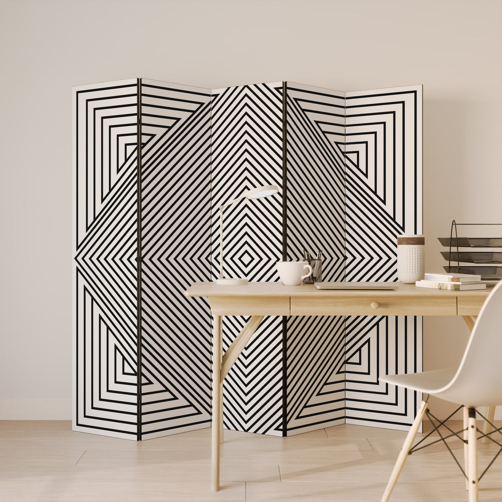 POLYGON ILLUSION Decorative 5-Panel Room Divider
