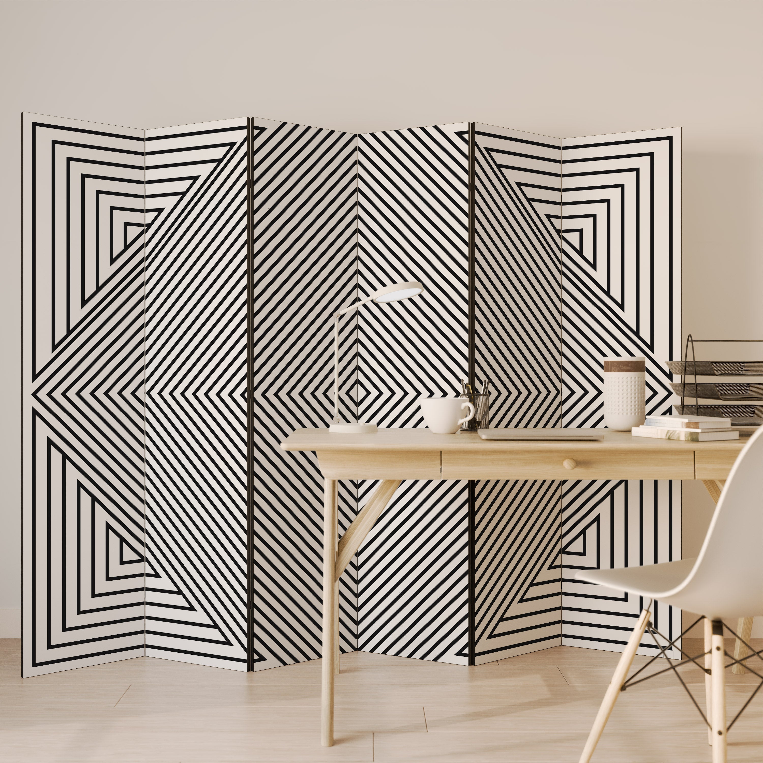 POLYGON ILLUSION Decorative 6-Panel Room Divider
