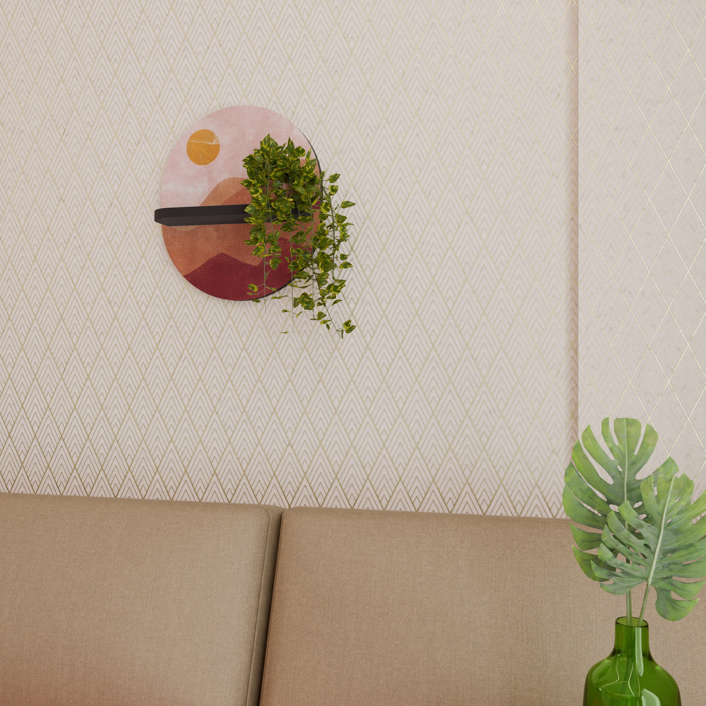 Étagère d'art ovale LUMINOUS SUNLIGHT en finition noire