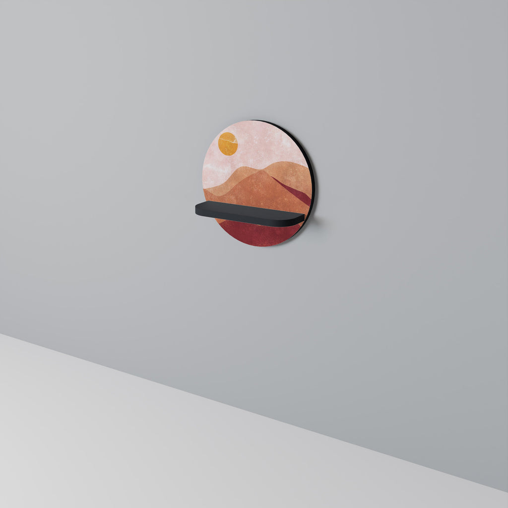 Étagère d'art ronde LUMINOUS SUNLIGHT en finition noire