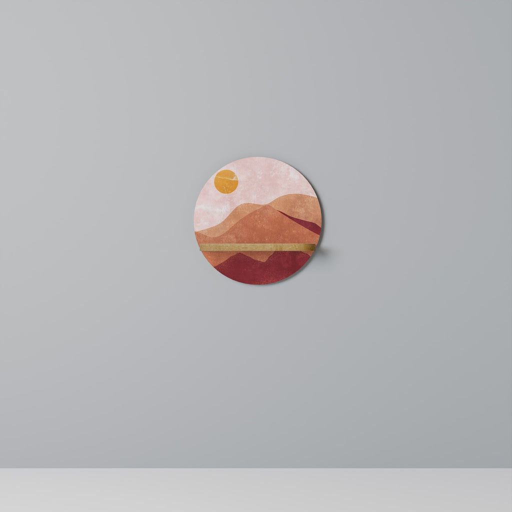 Étagère d'art ronde LUMINOUS SUNLIGHT effet chêne