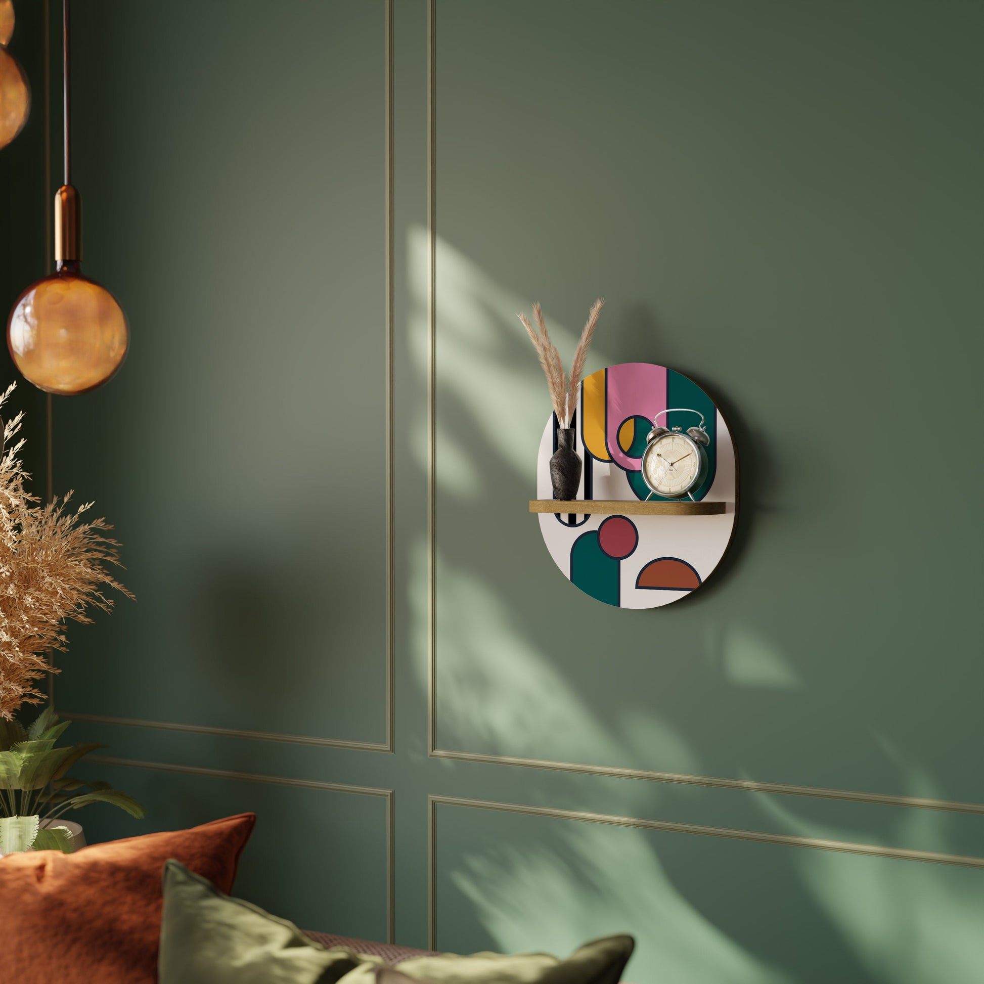 COOL STORY Oval Art Shelf In Oak Effect