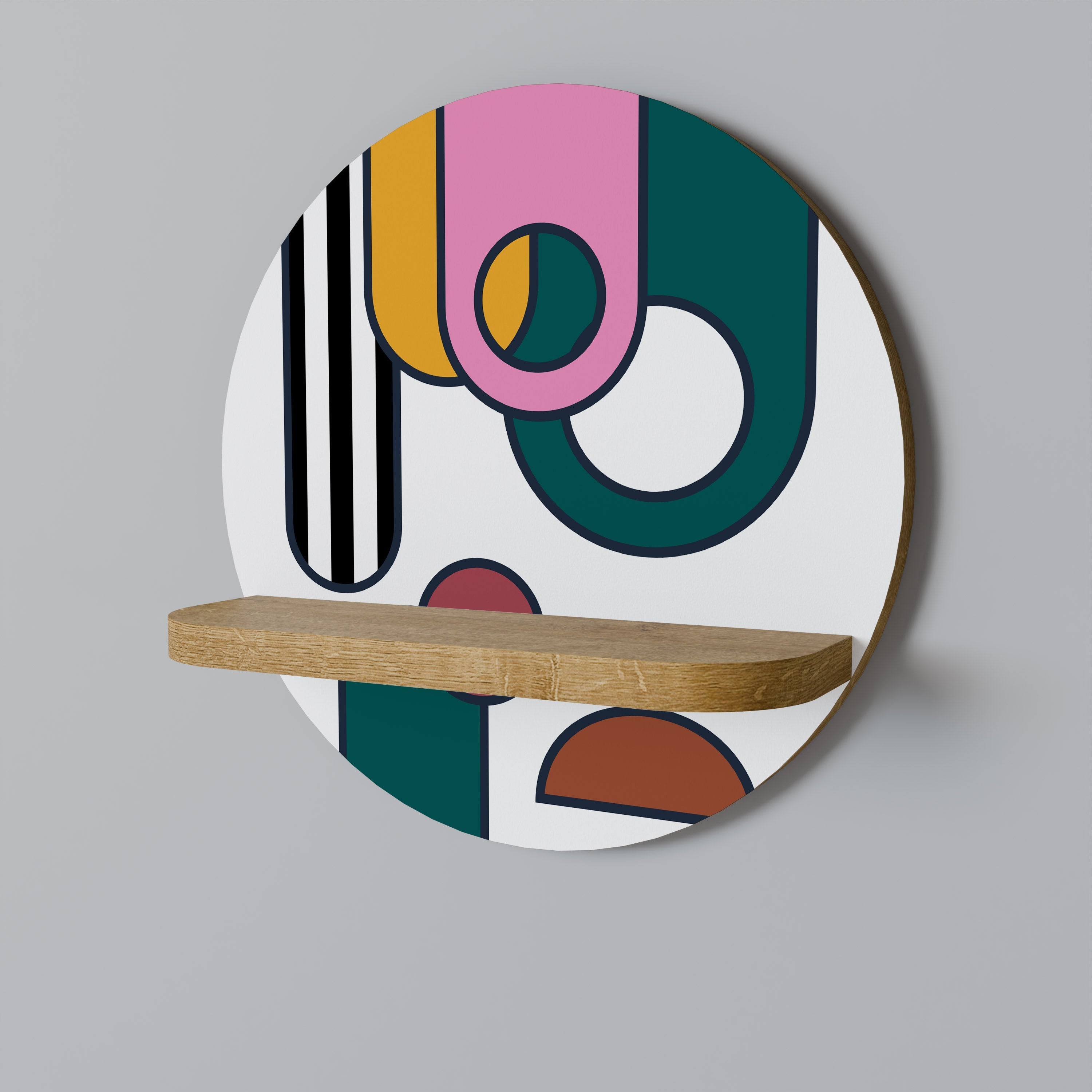 Étagère d'art ronde effet chêne COOL STORY