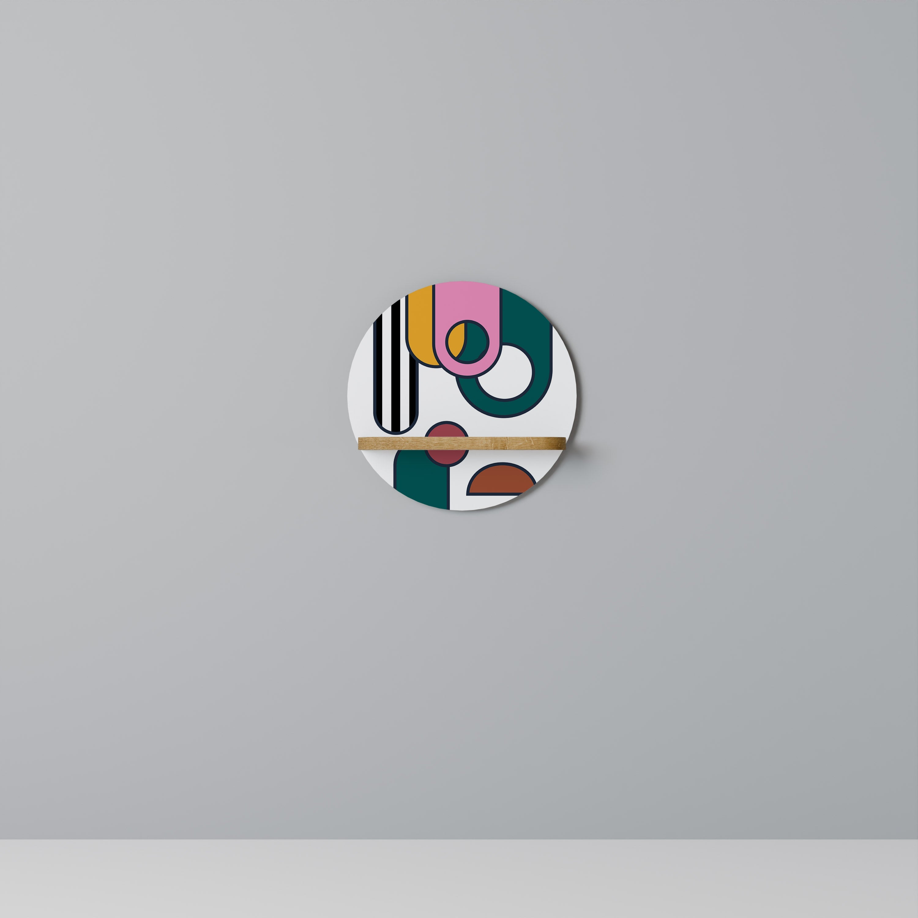 Étagère d'art ronde effet chêne COOL STORY