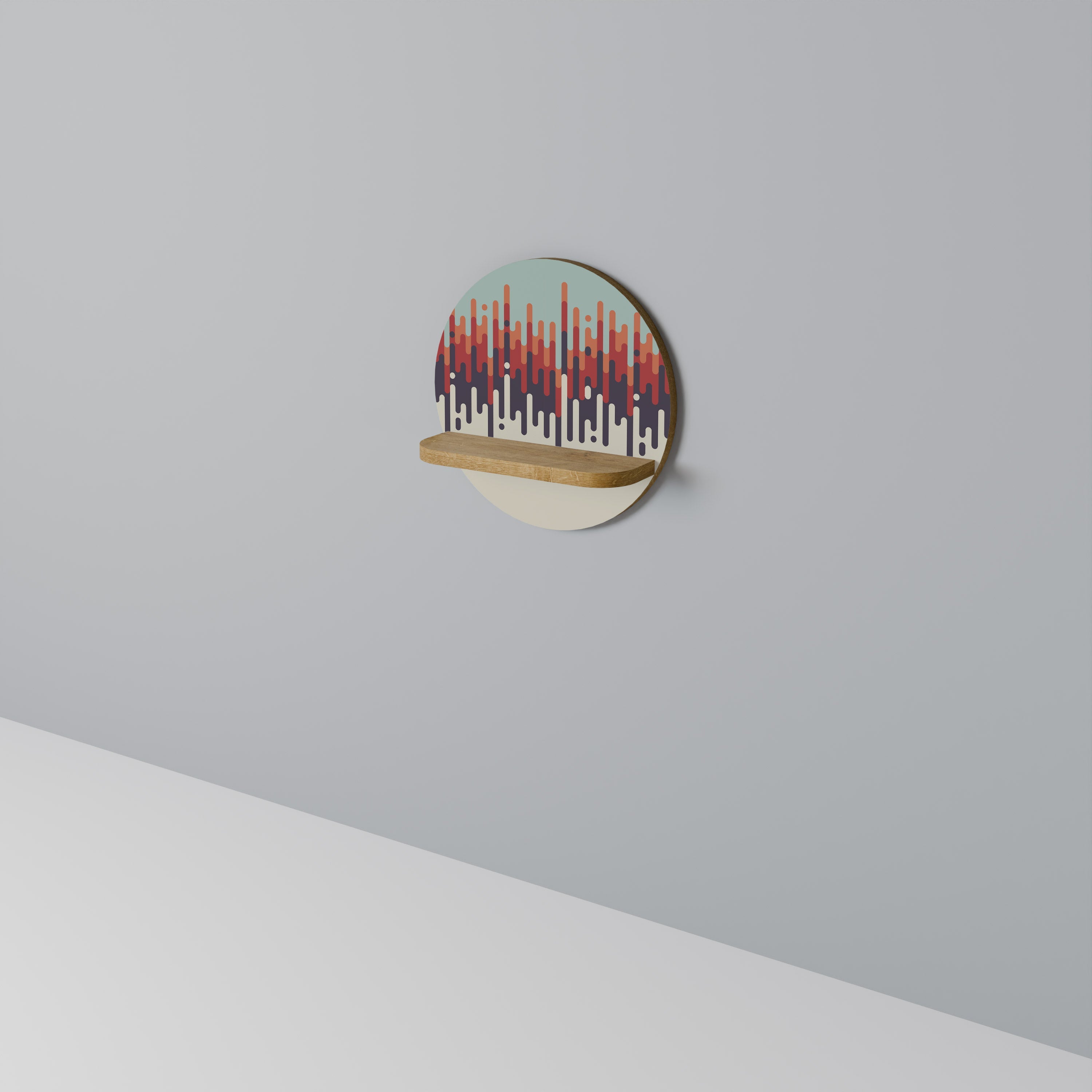 Étagère d'art ronde CHROMA CONTOURS effet chêne