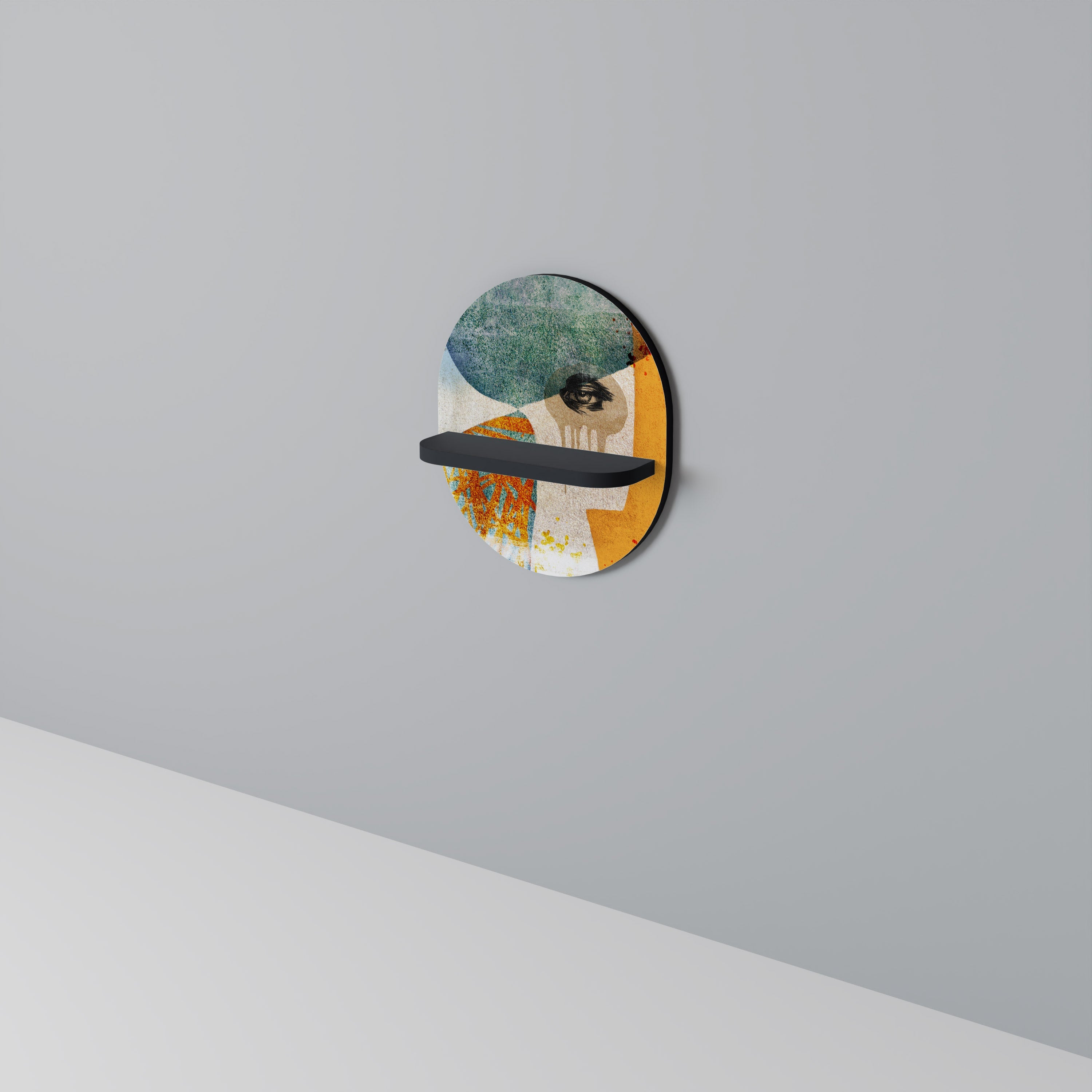 Étagère ovale à motifs abstraits en finition noire