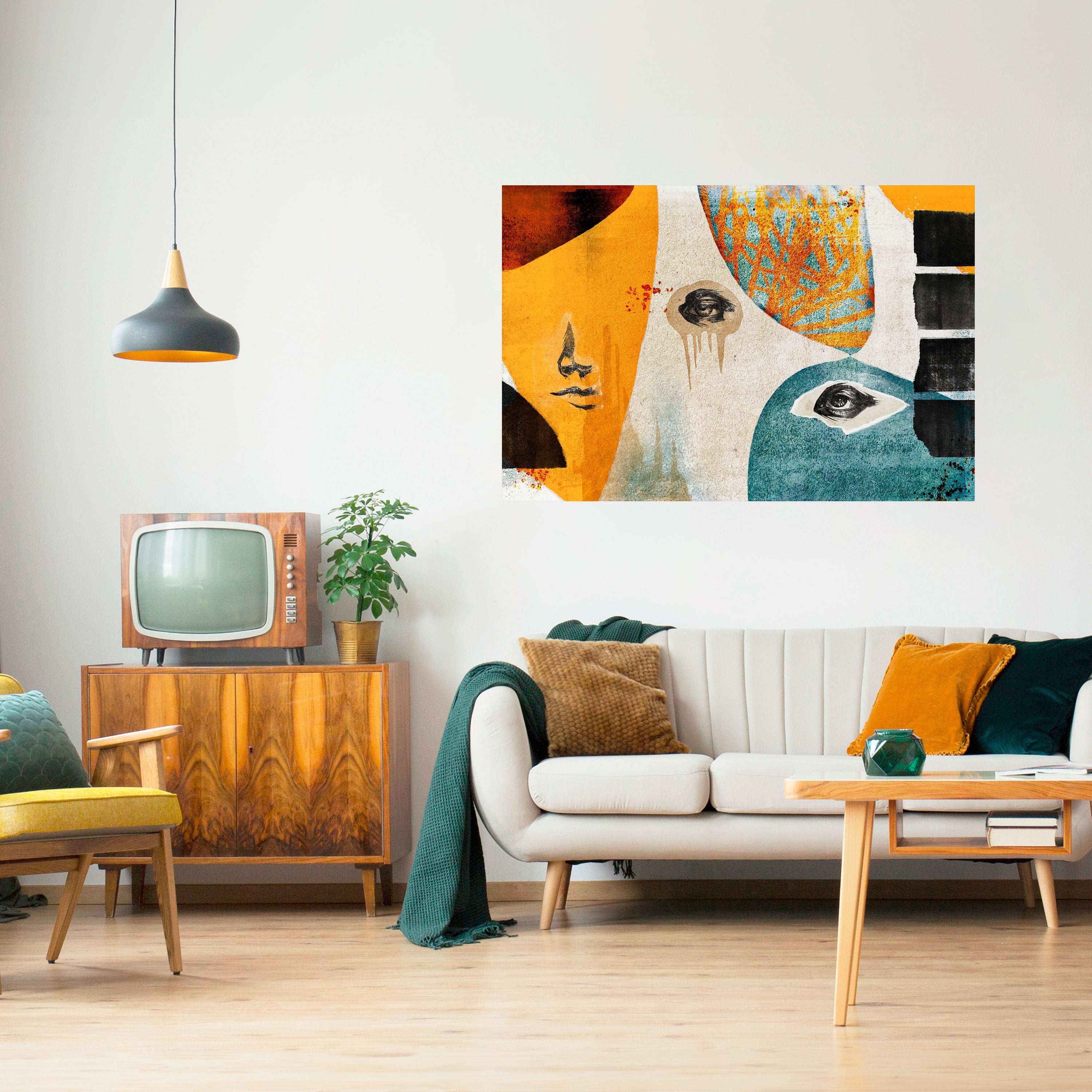 Affiche horizontale autocollante « Visages abstraits »