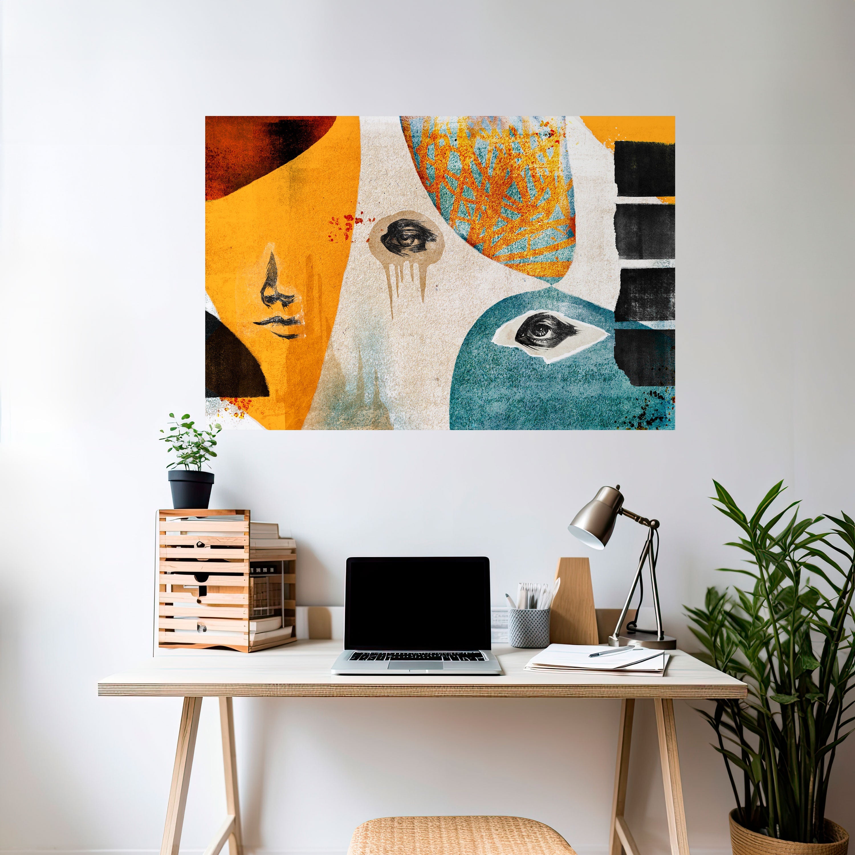 Affiche horizontale autocollante « Visages abstraits »