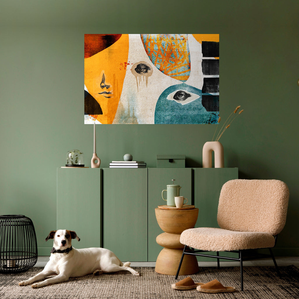 Affiche horizontale autocollante « Visages abstraits »