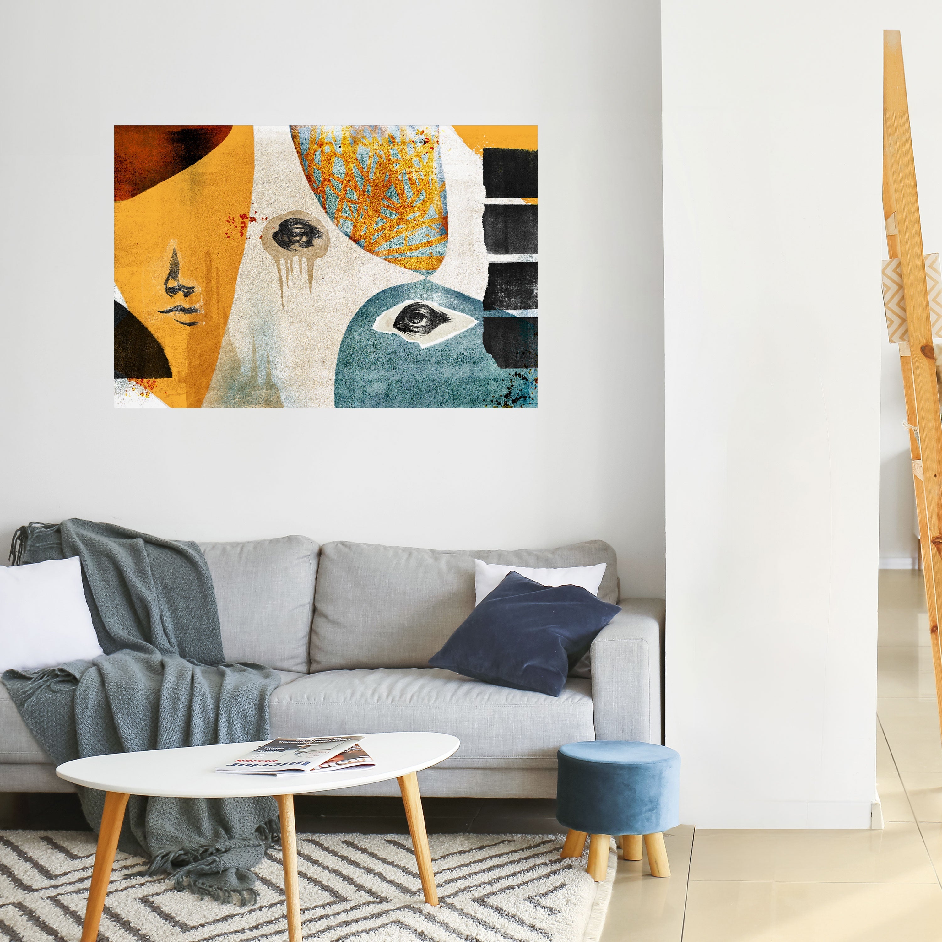 Affiche horizontale autocollante « Visages abstraits »