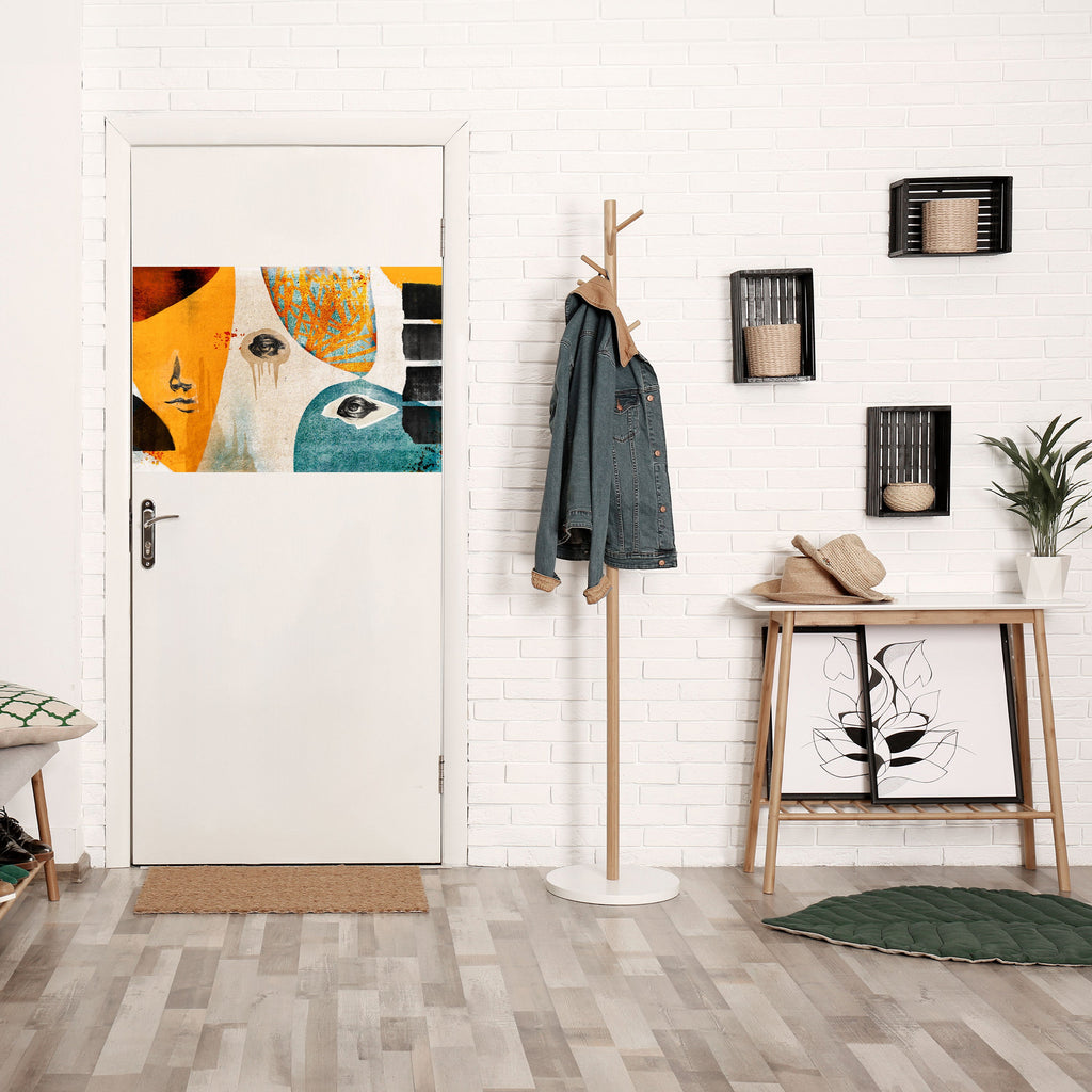 Affiche horizontale autocollante « Visages abstraits »