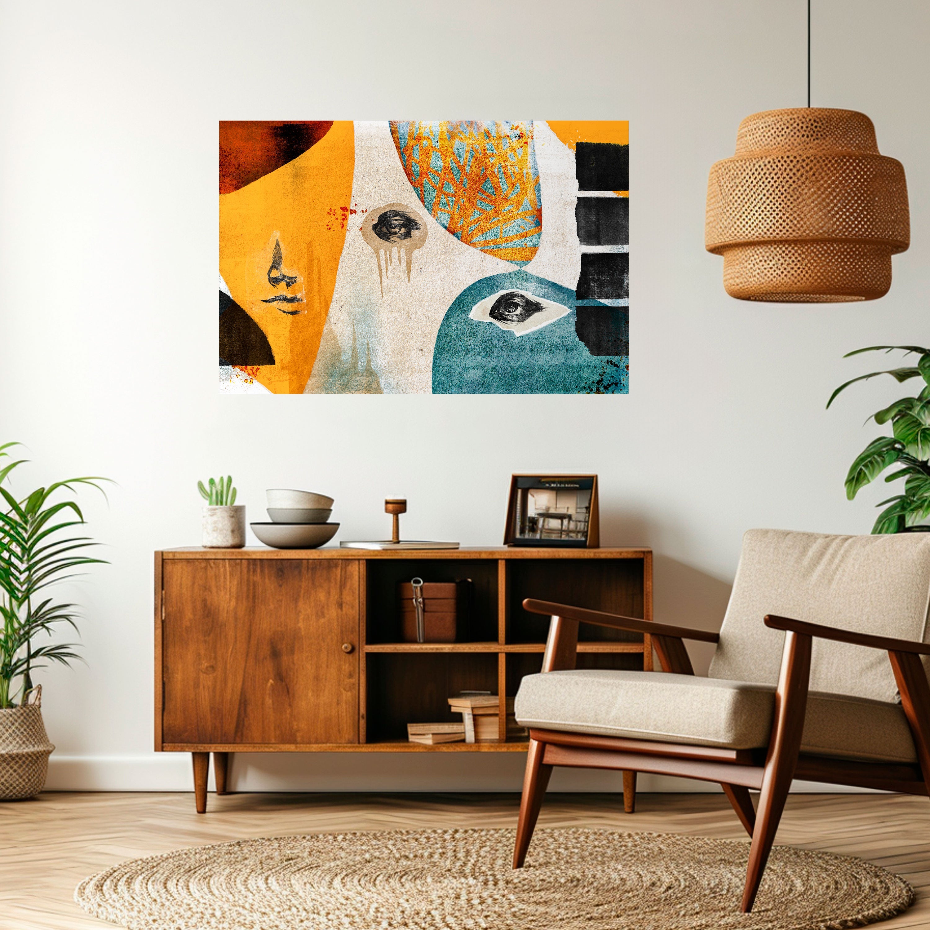 Affiche horizontale autocollante « Visages abstraits »