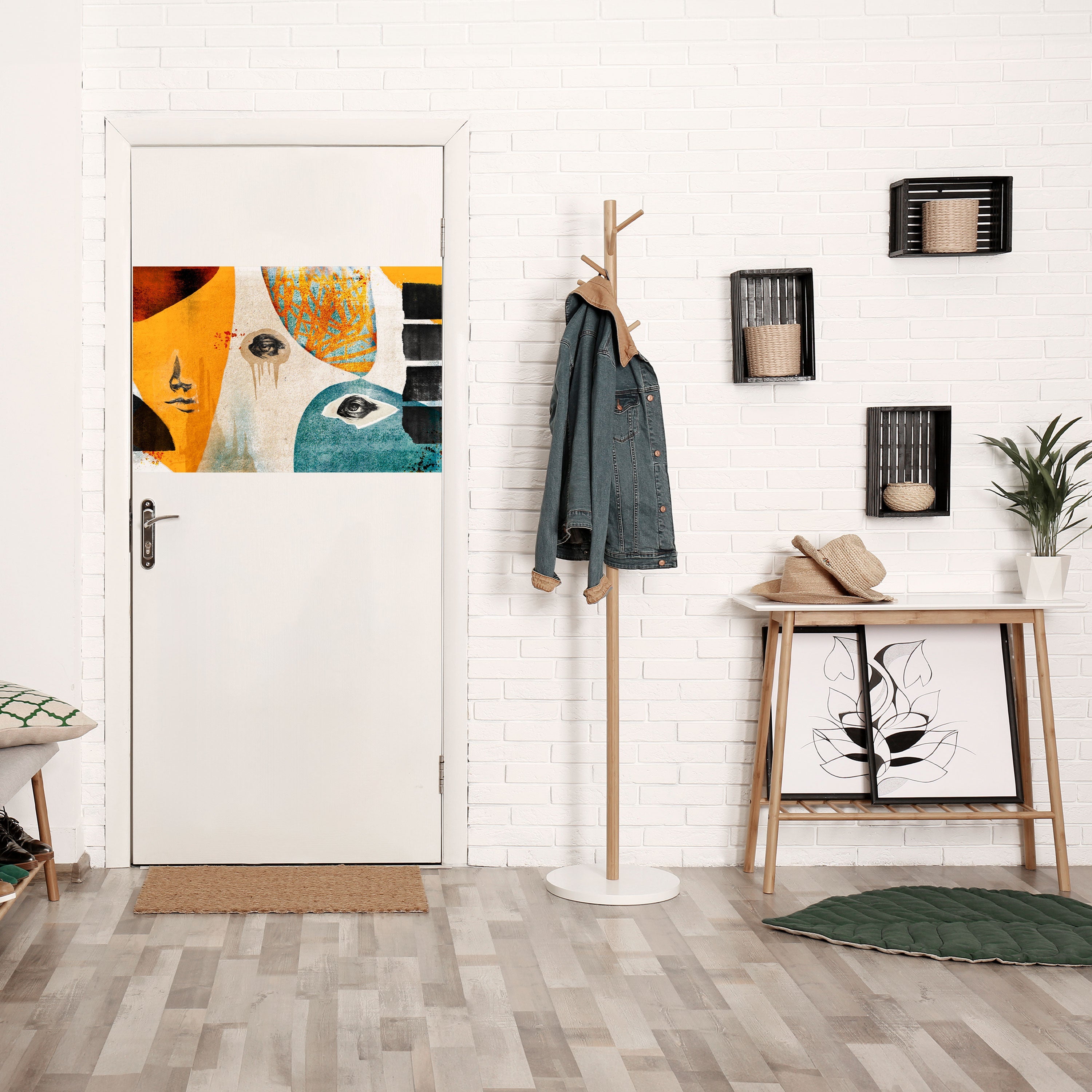 Affiche horizontale autocollante « Visages abstraits »