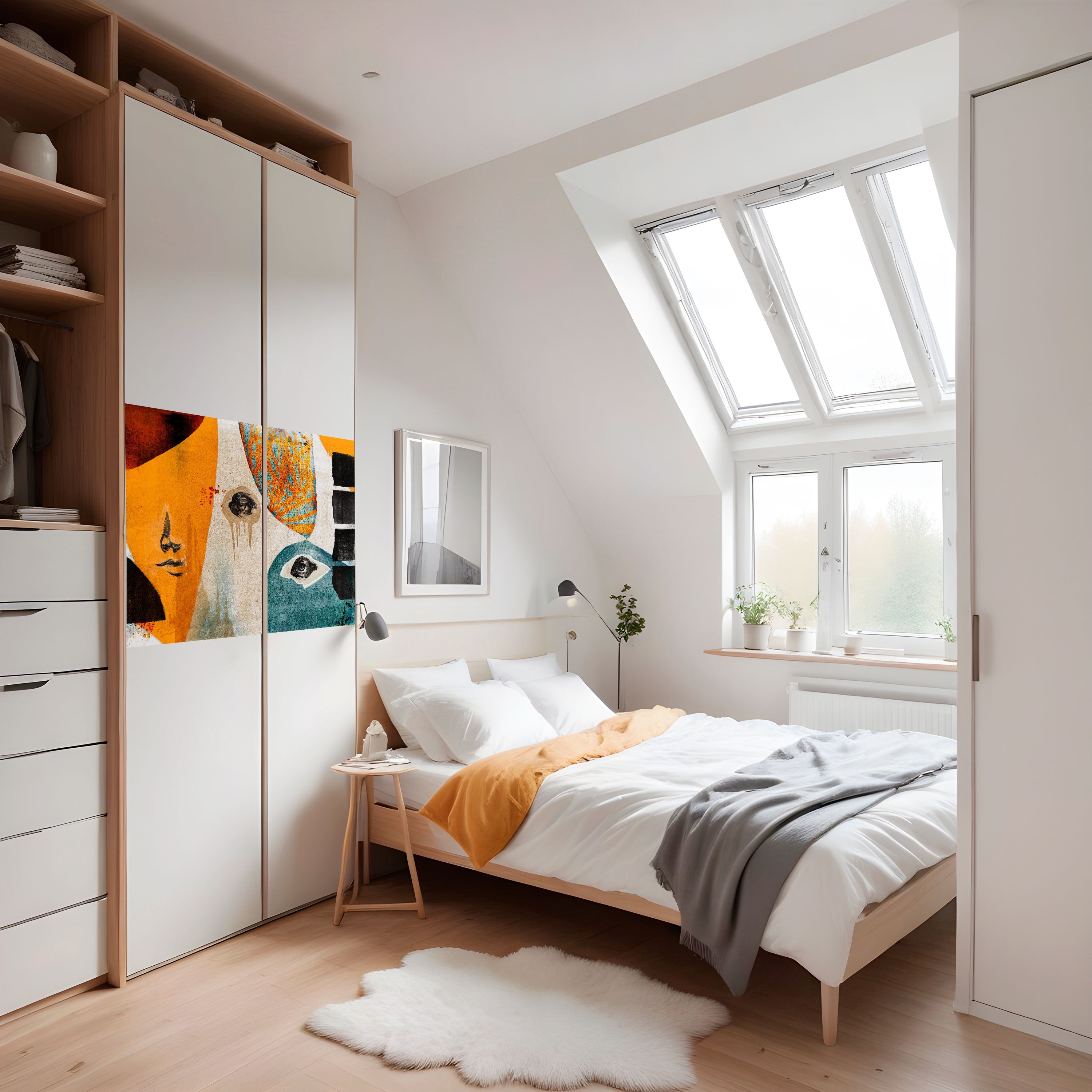 Affiche horizontale autocollante « Visages abstraits »