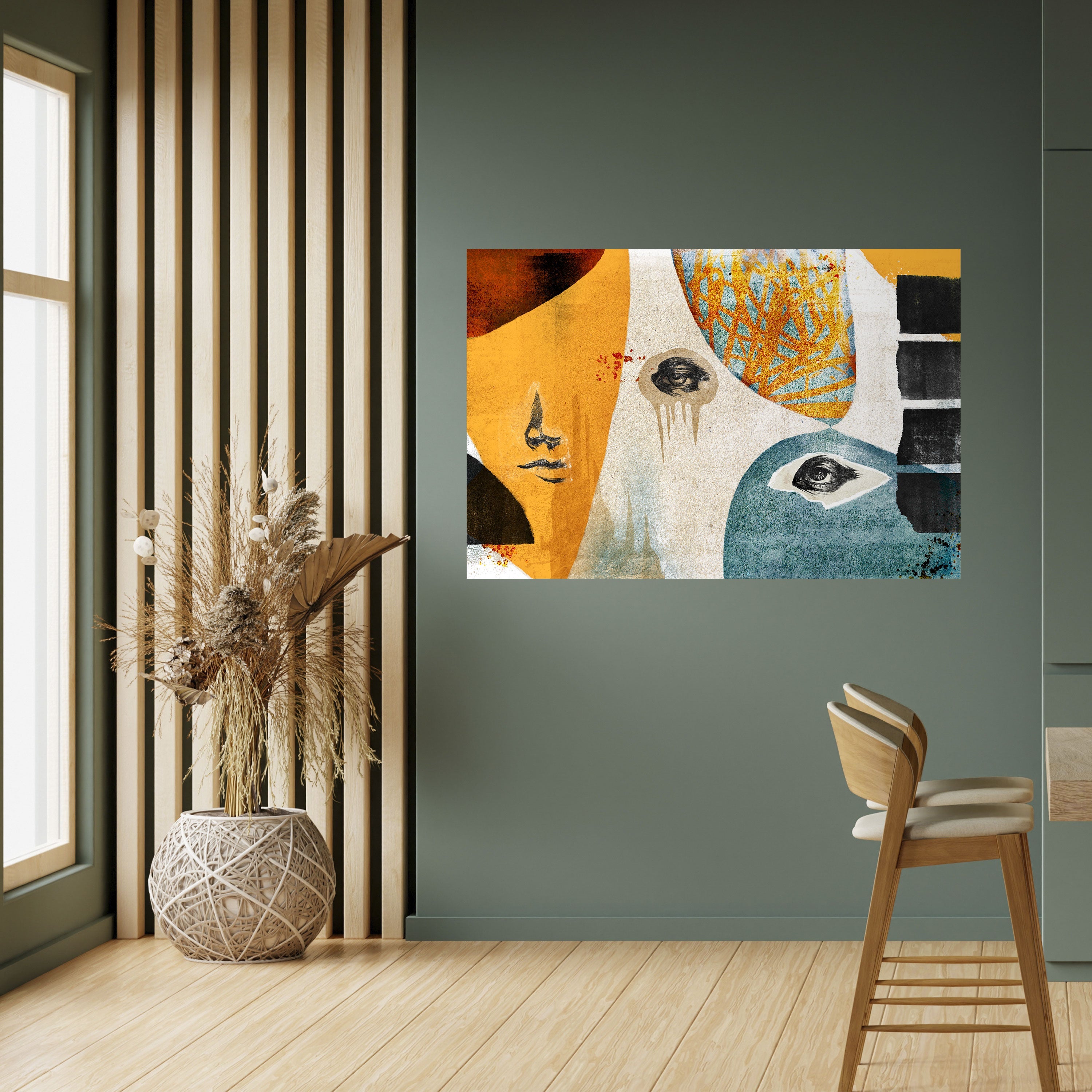 Affiche horizontale autocollante « Visages abstraits »