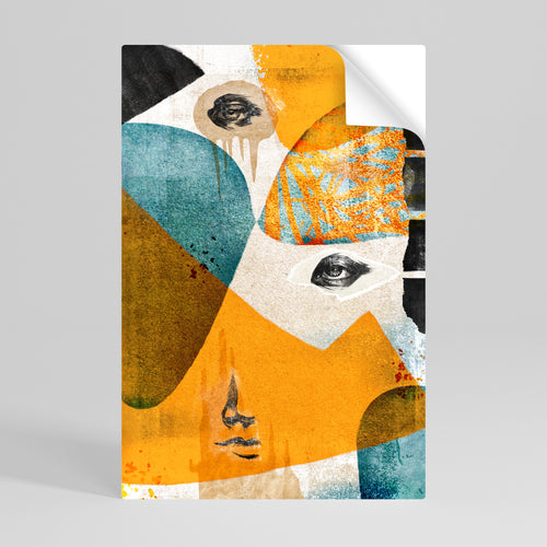 ABSTRACT FACES Peel and Stick Vertical Poster