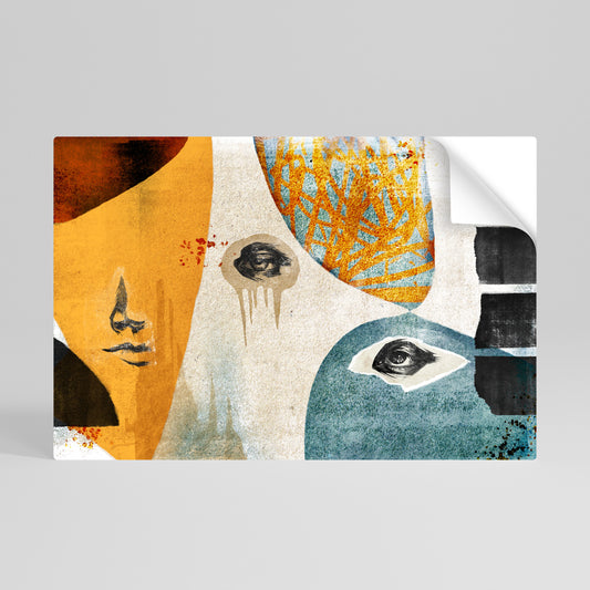 ABSTRACT FACES Peel and Stick Horizontal Poster
