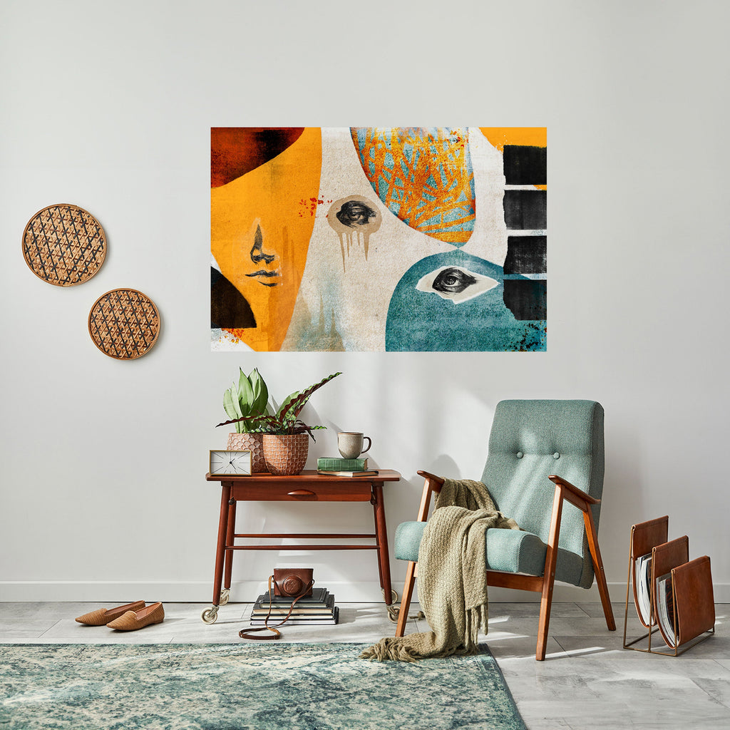 Affiche horizontale autocollante « Visages abstraits »