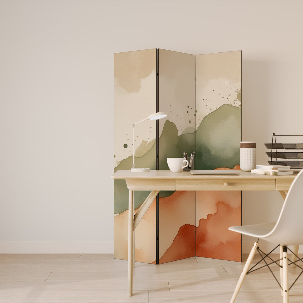 WATERCOLOUR PEAKS Decorative 3-Panel Room Divider