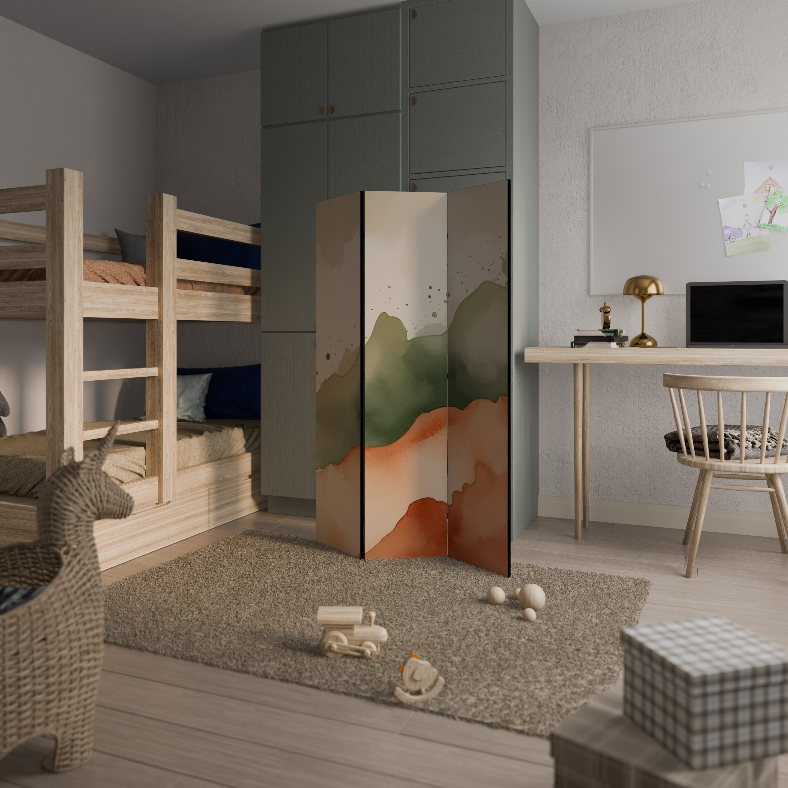 WATERCOLOUR PEAKS Decorative 3-Panel Room Divider