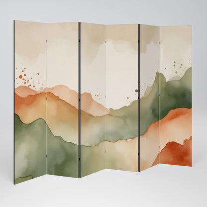 WATERCOLOUR PEAKS 6-Panel Room Divider
