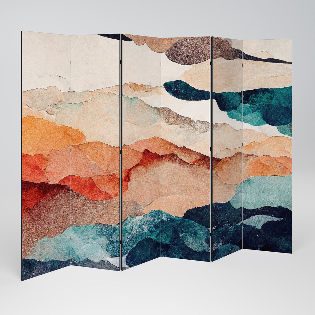 PAYSAGE ABSTRAIT Séparateur de pièce décoratif à 6 panneaux