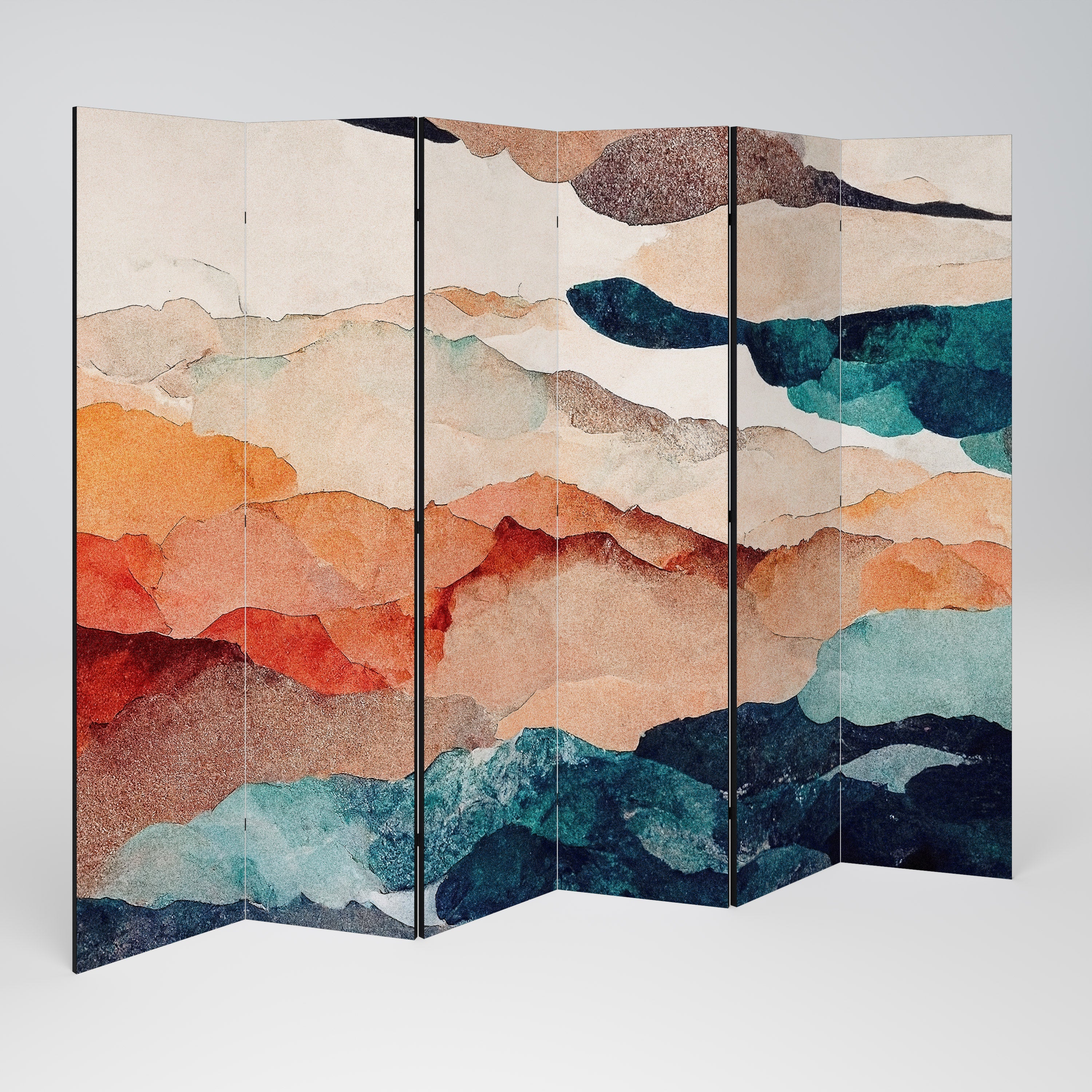 PAYSAGE ABSTRAIT Séparateur de pièce décoratif à 6 panneaux