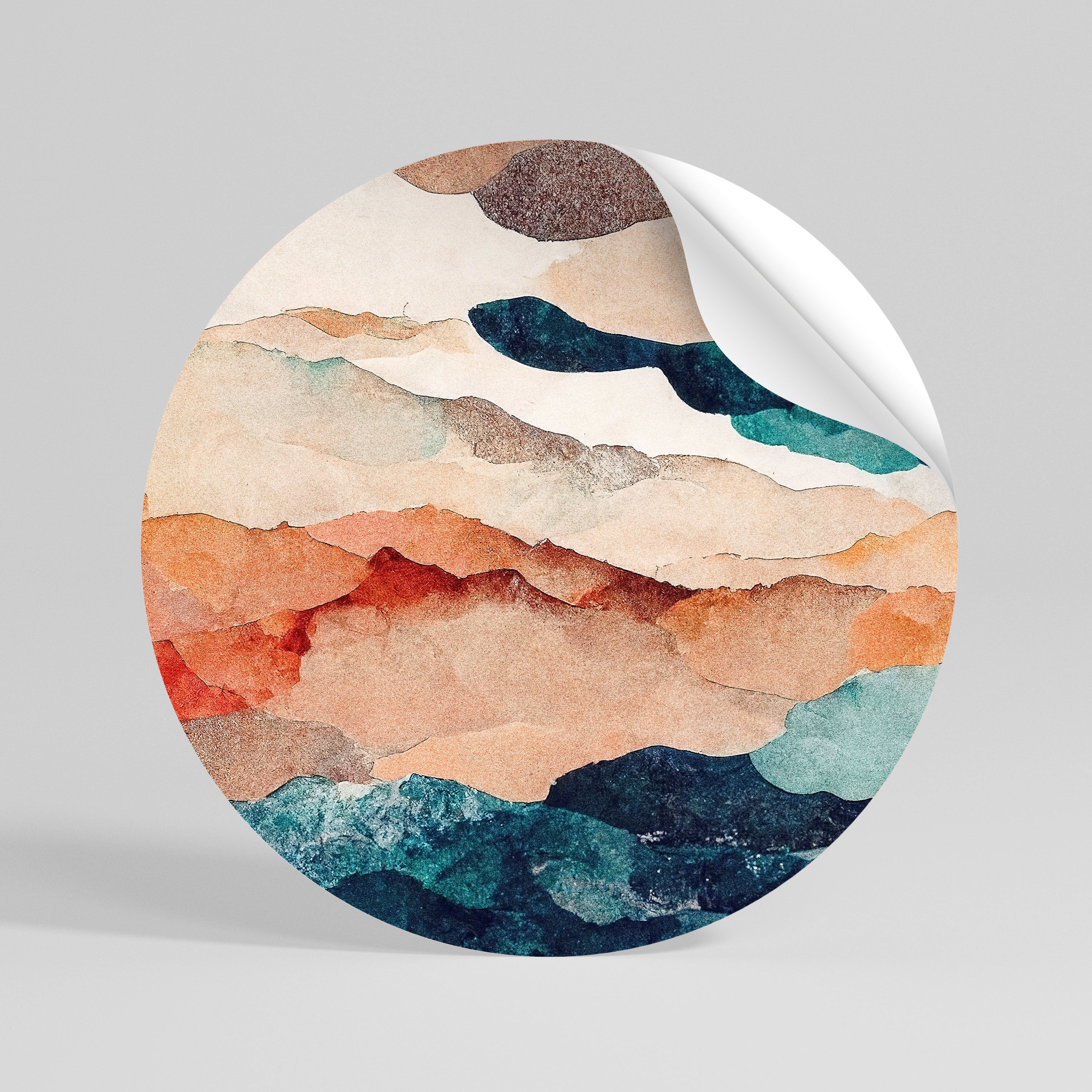 ABSTRACT LANDSCAPE Peel and Stick Round Sticker