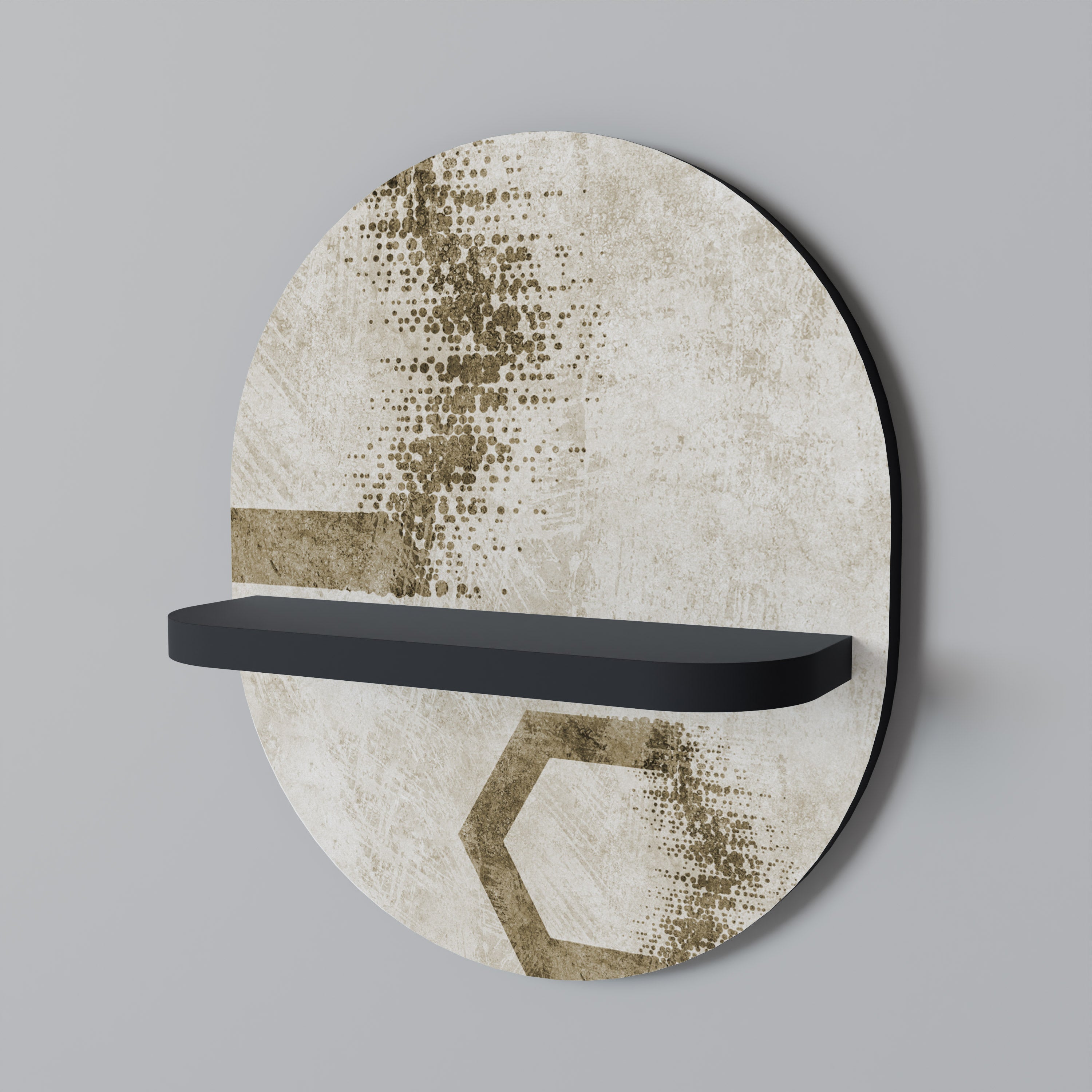 Étagère d'art ovale FORMES HEXAGONALES en finition noire