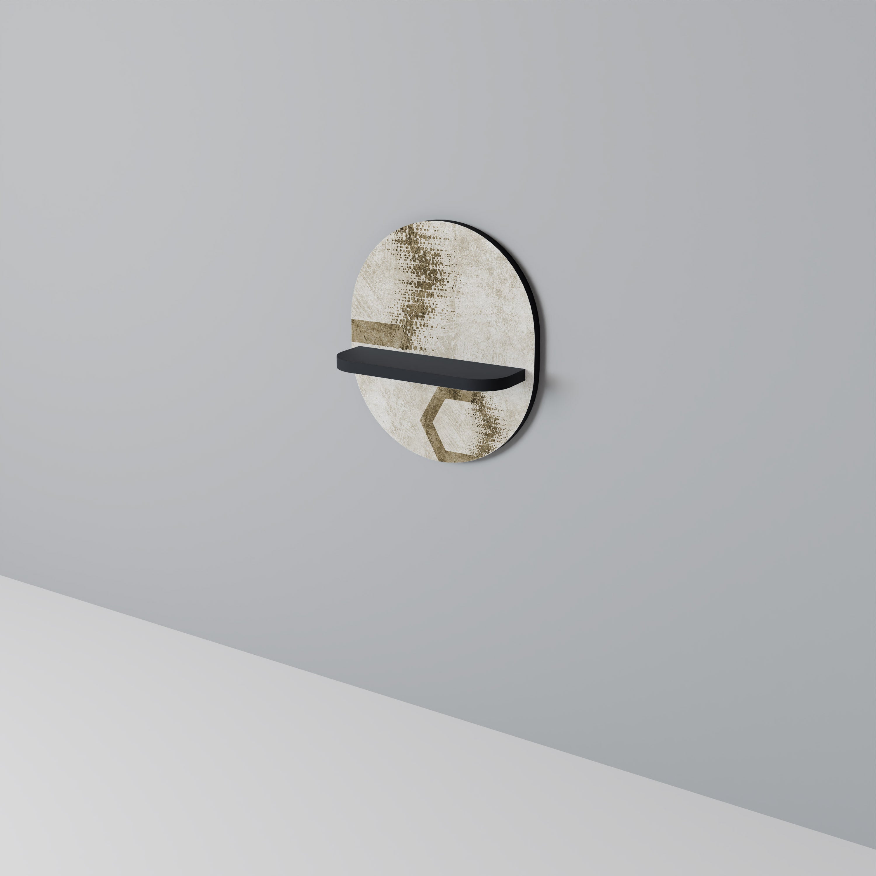 Étagère d'art ovale FORMES HEXAGONALES en finition noire