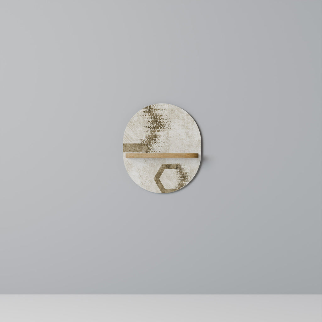 HEXAGONAL SHAPES Oval Art Shelf In Oak Effect