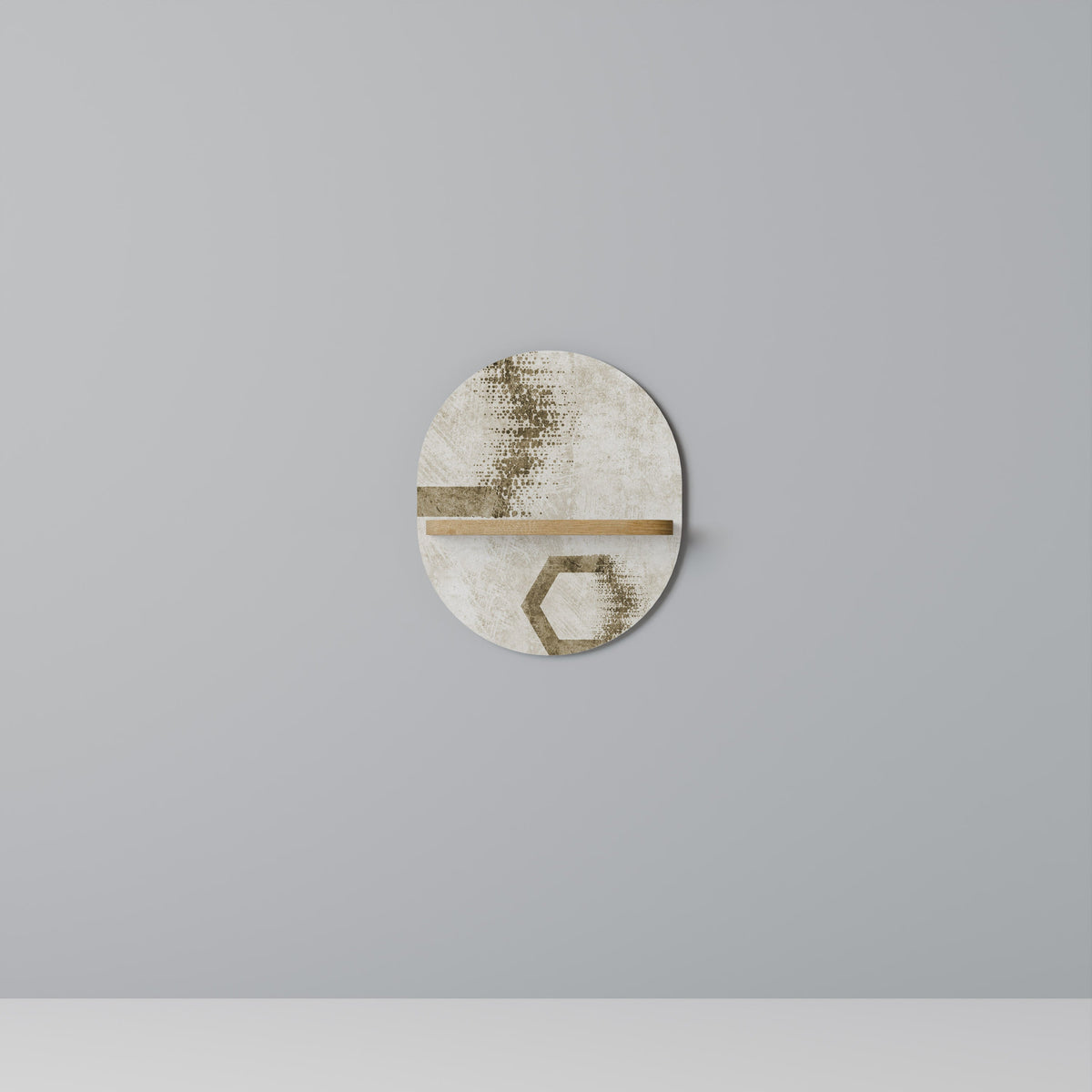 HEXAGONAL SHAPES Oval Art Shelf In Oak Effect
