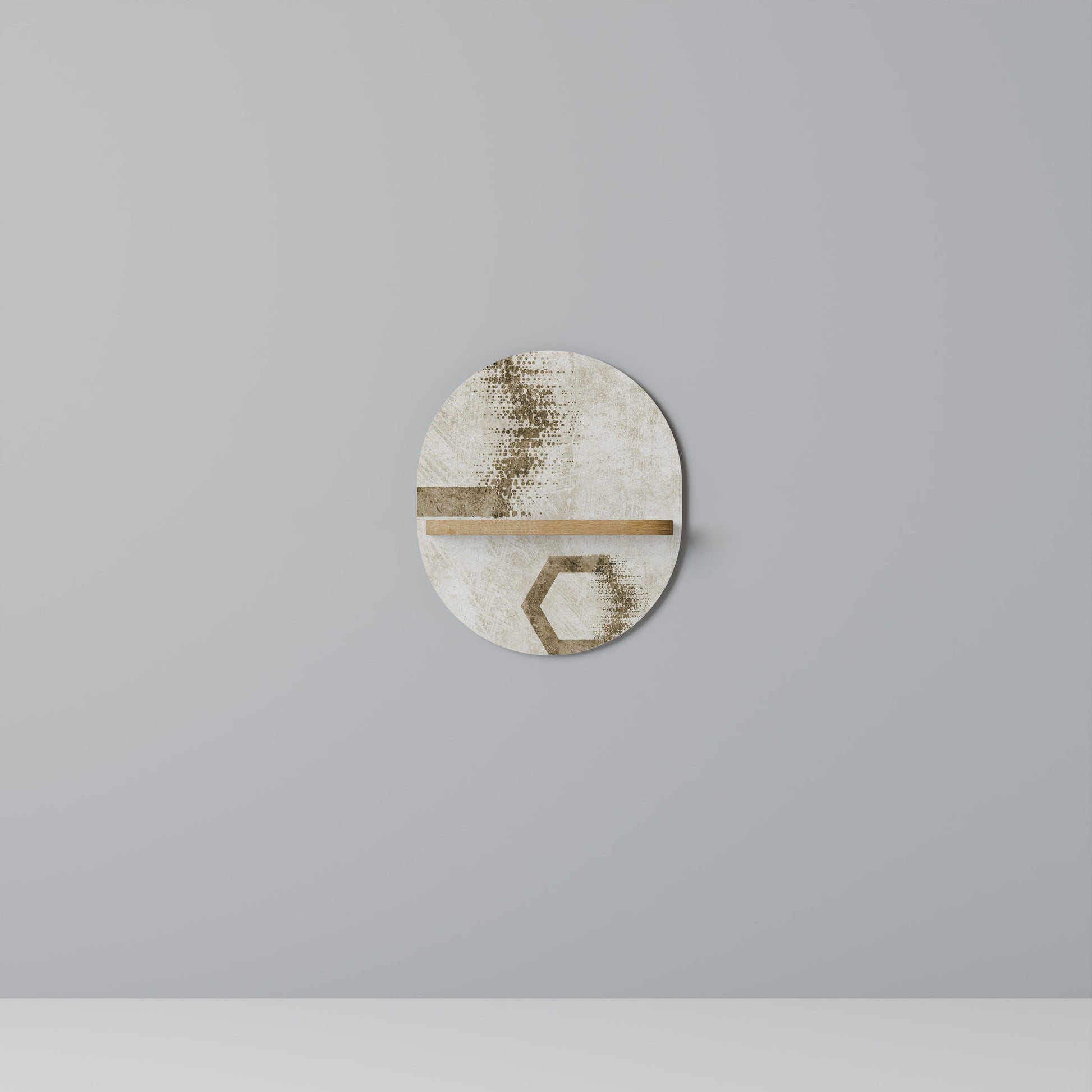 HEXAGONAL SHAPES Oval Art Shelf In Oak Effect