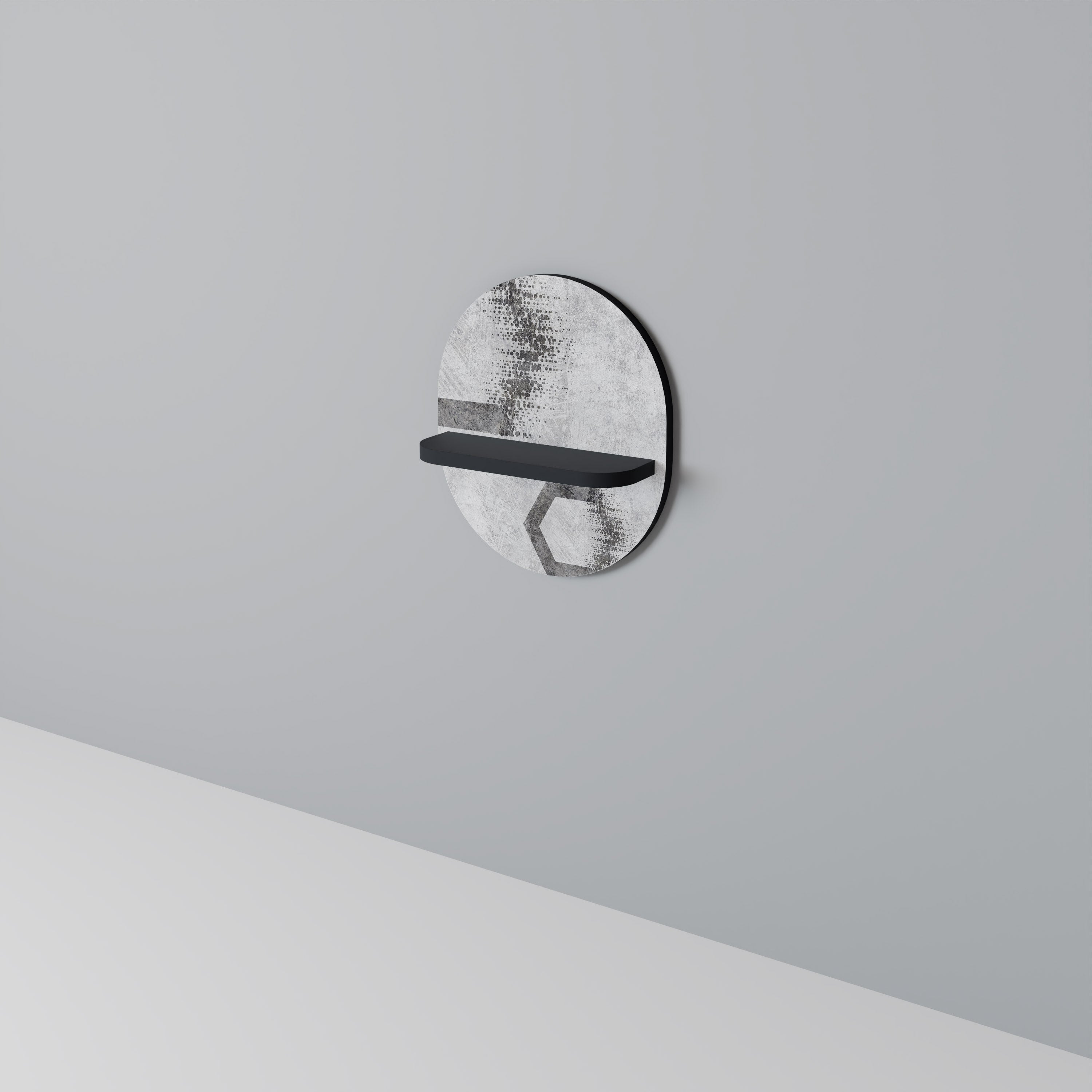 Étagère d'art ovale à figures hexagonales en finition noire