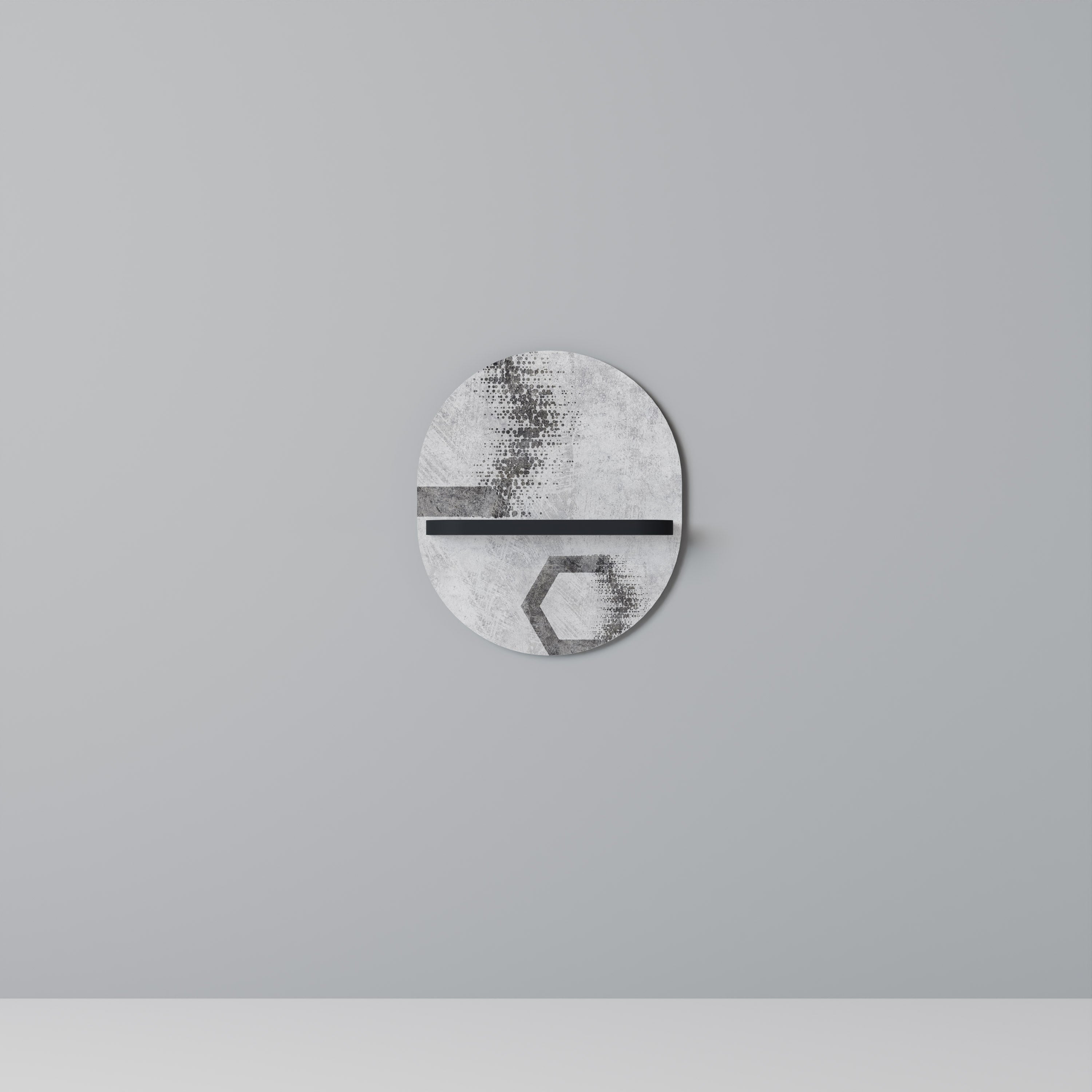 Étagère d'art ovale à figures hexagonales en finition noire