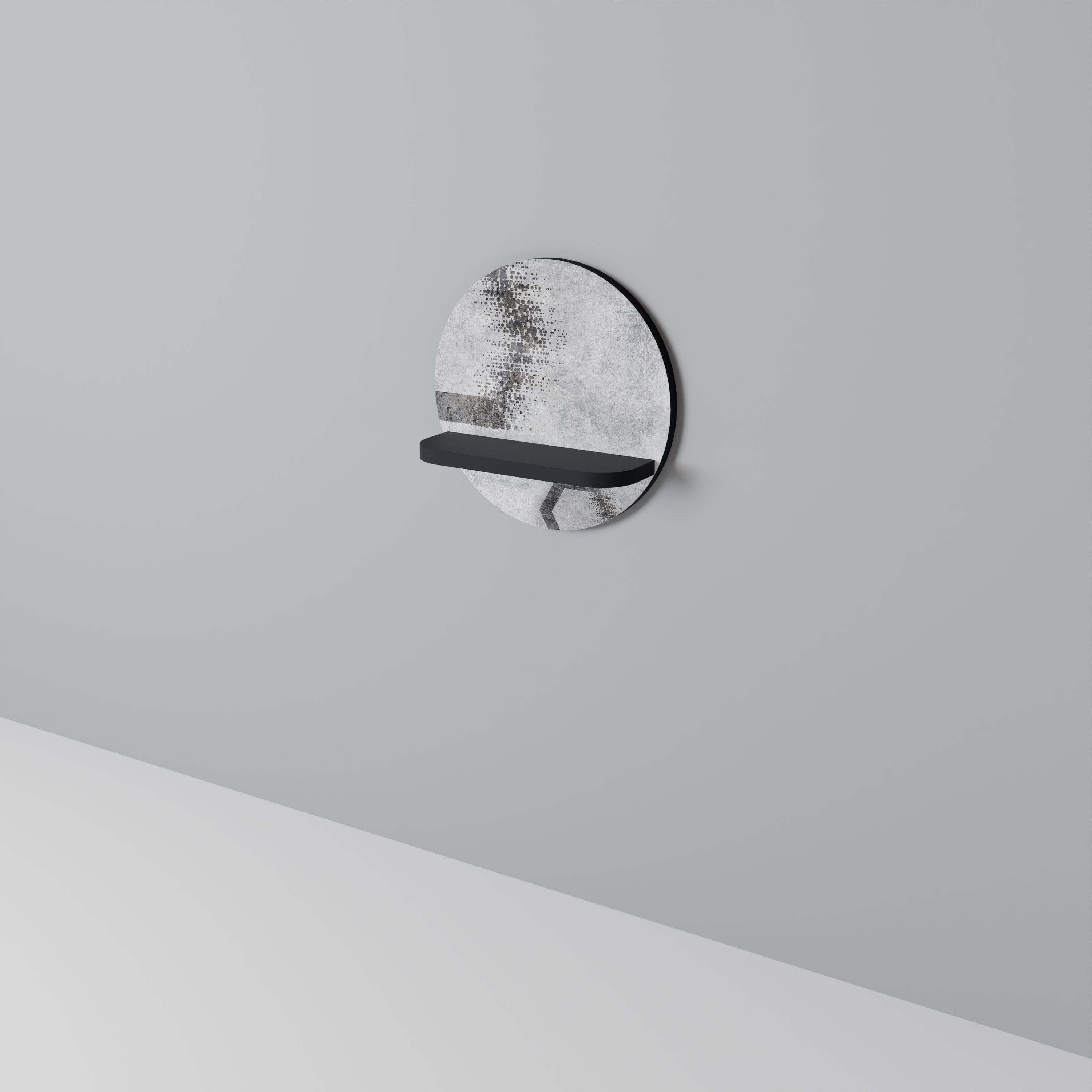 Étagère d'art ronde à figures hexagonales en finition noire