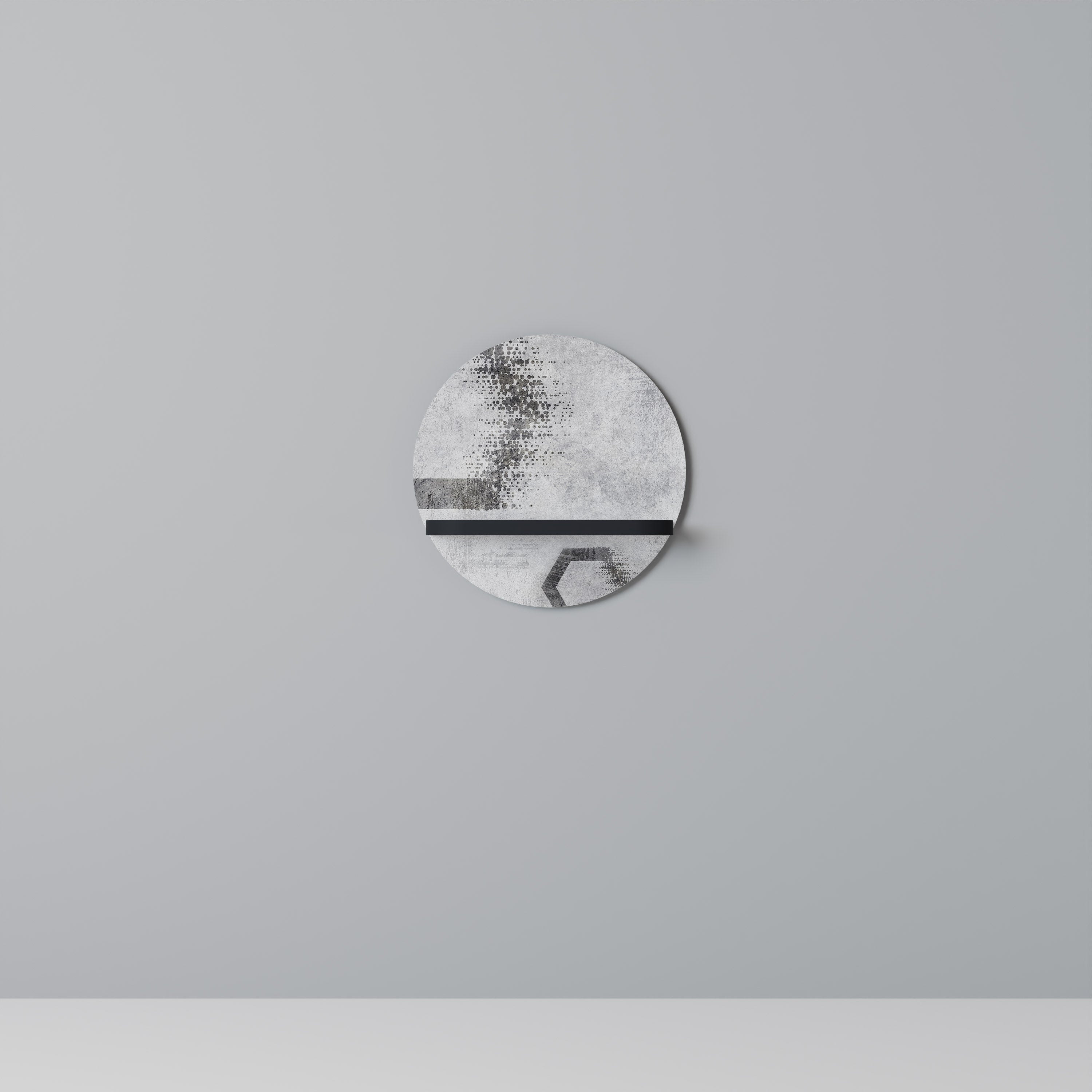 Étagère d'art ronde à figures hexagonales en finition noire