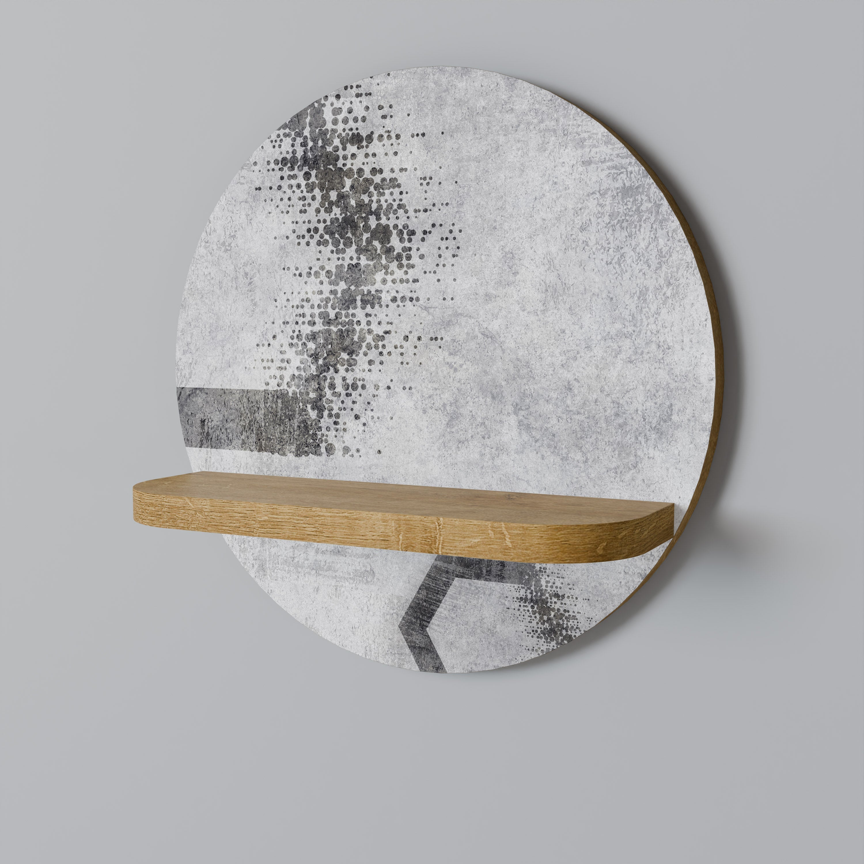 Étagère d'art ronde à motifs hexagonaux effet chêne