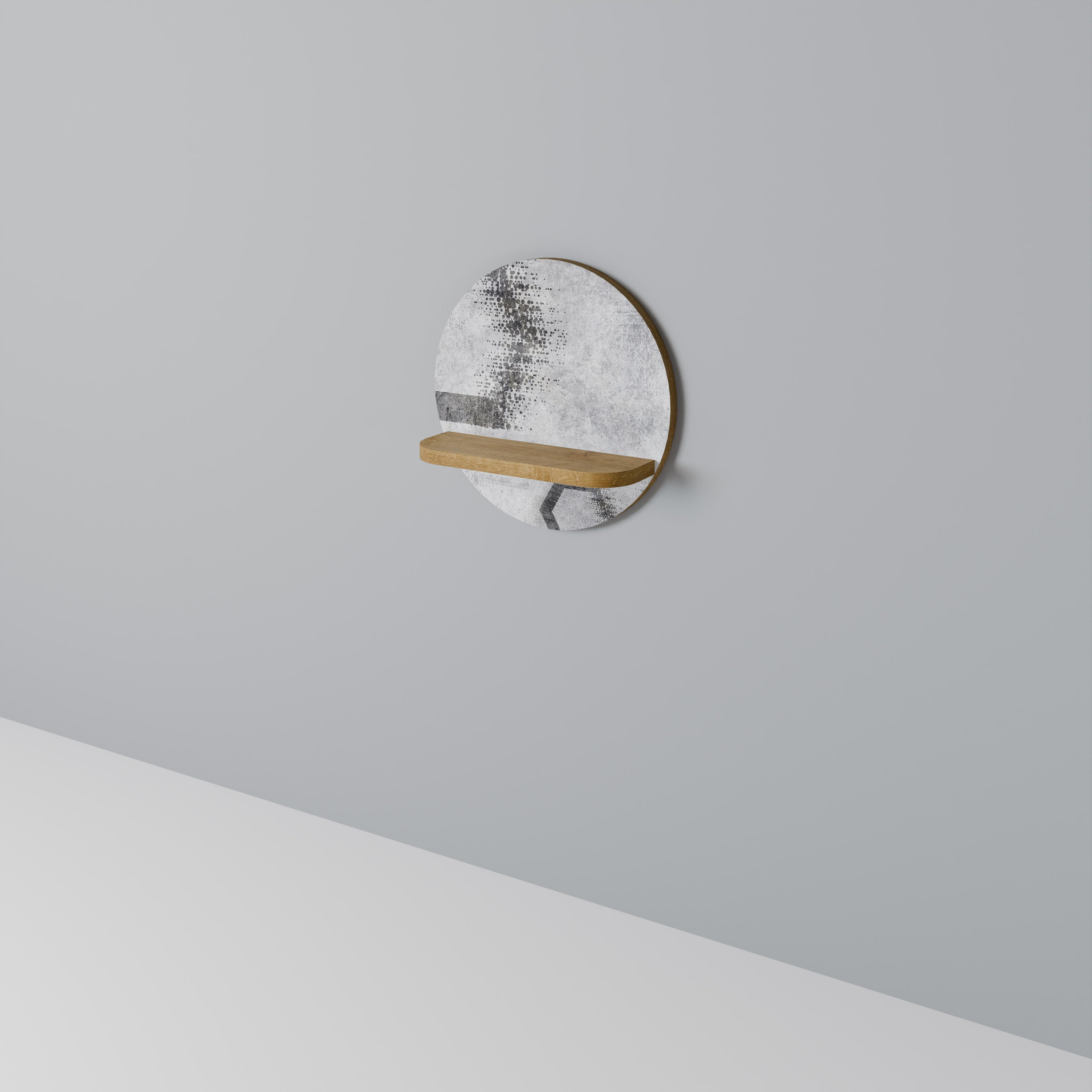 Étagère d'art ronde à motifs hexagonaux effet chêne