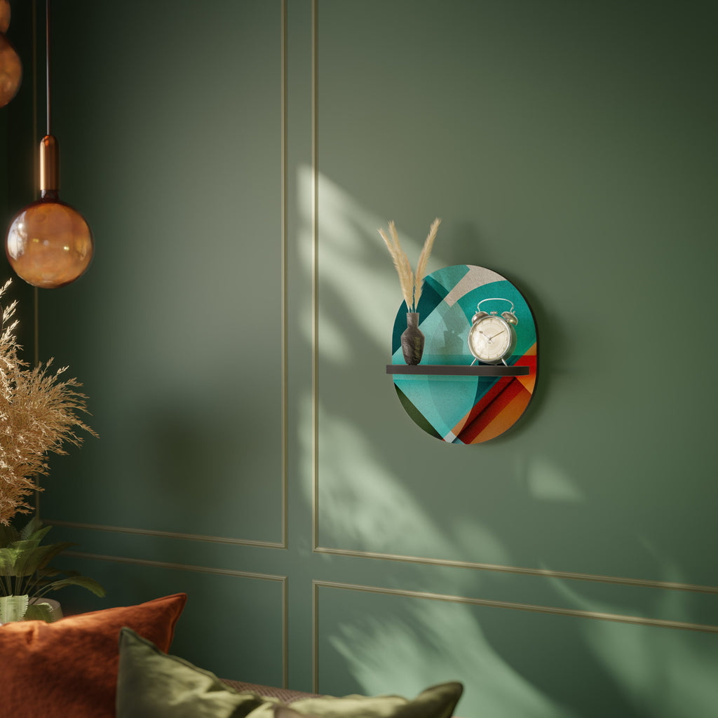 CIRCULAR RHAPSODY Oval Art Shelf In Black Finish