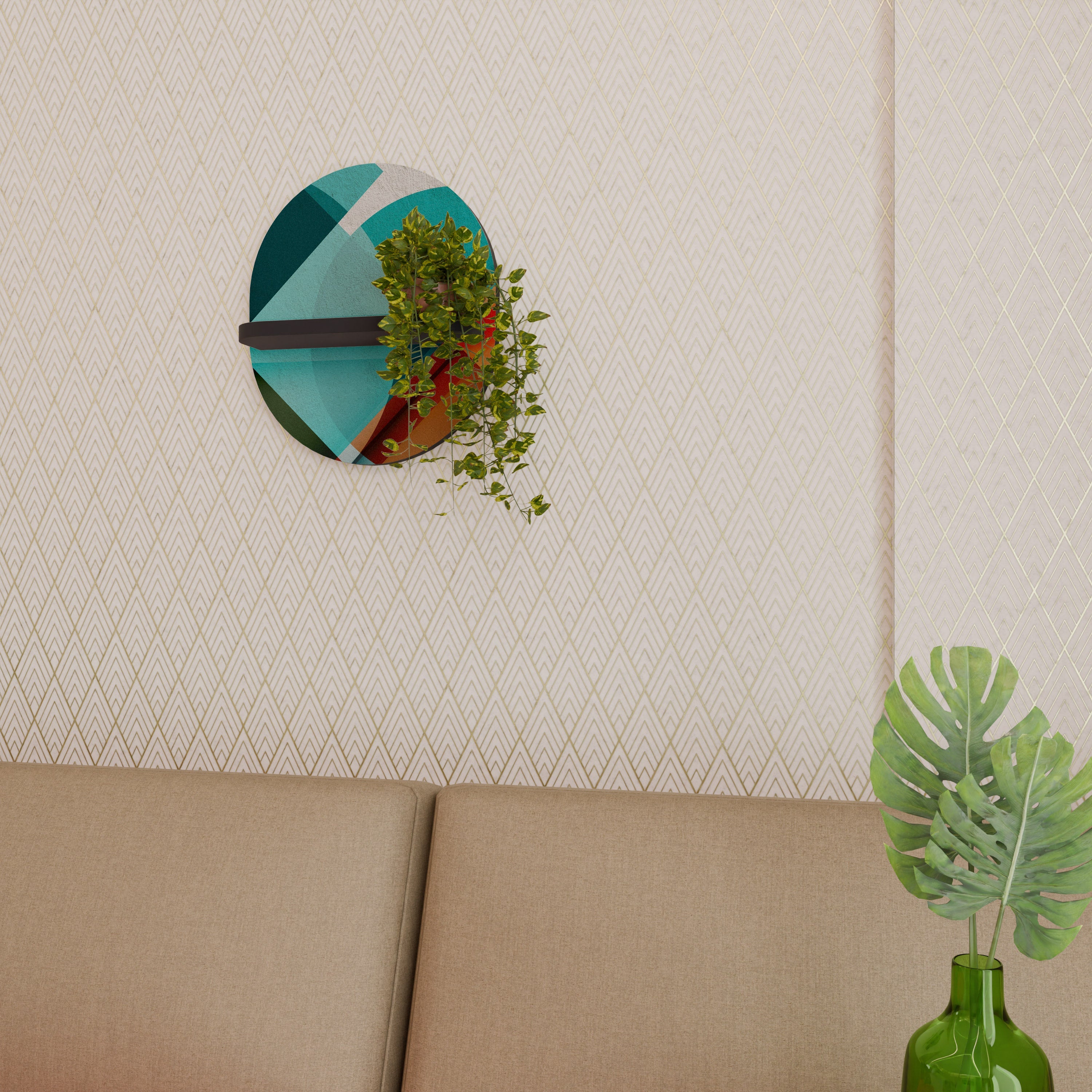 Étagère d'art ovale CIRCULAR RHAPSODY en finition noire