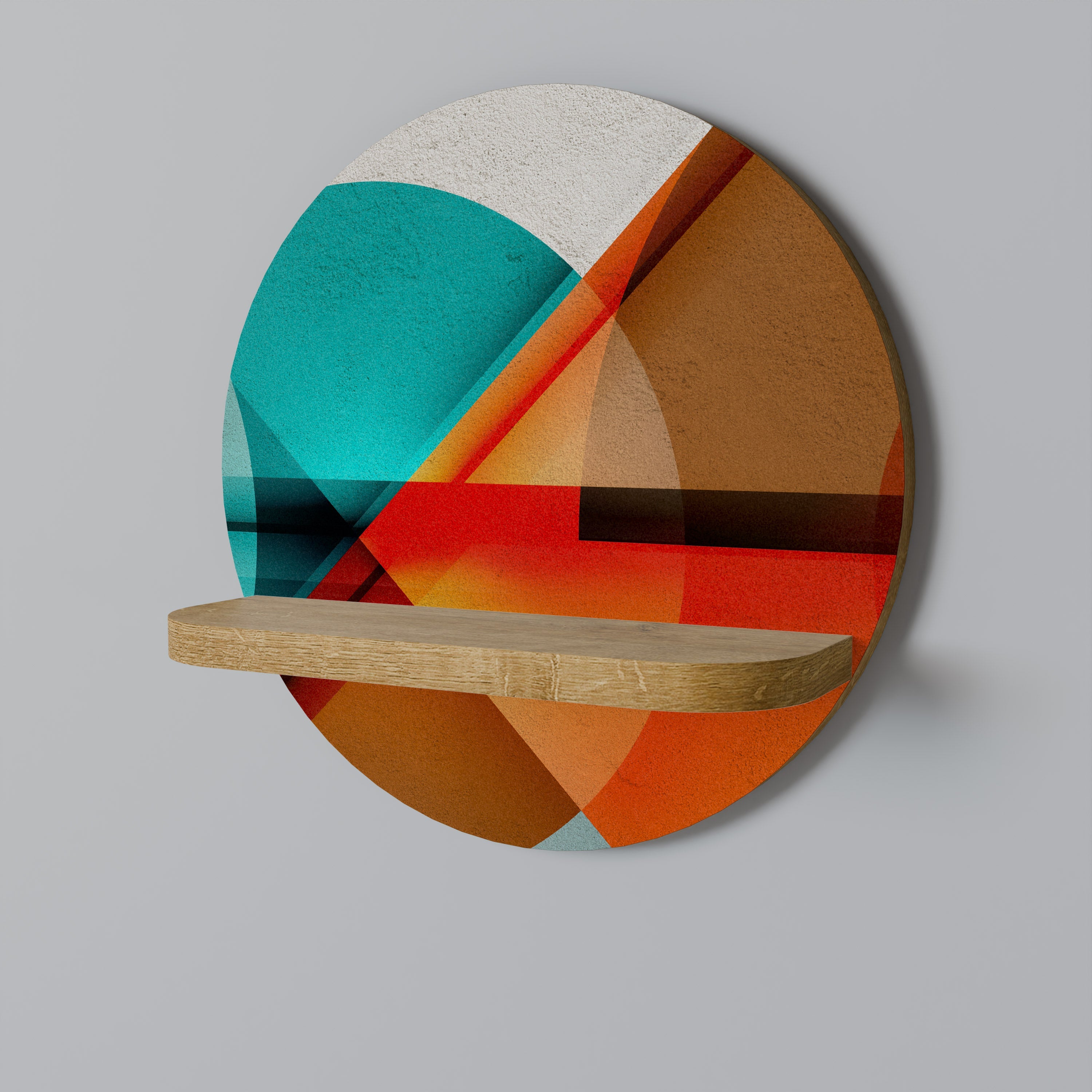 Étagère d'art ronde CIRCULAR RHAPSODY effet chêne