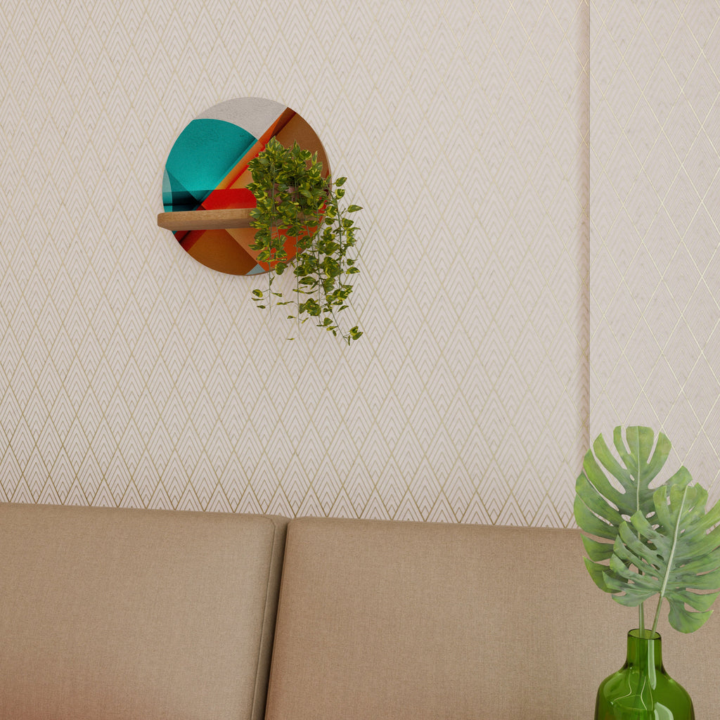 Étagère d'art ronde CIRCULAR RHAPSODY effet chêne