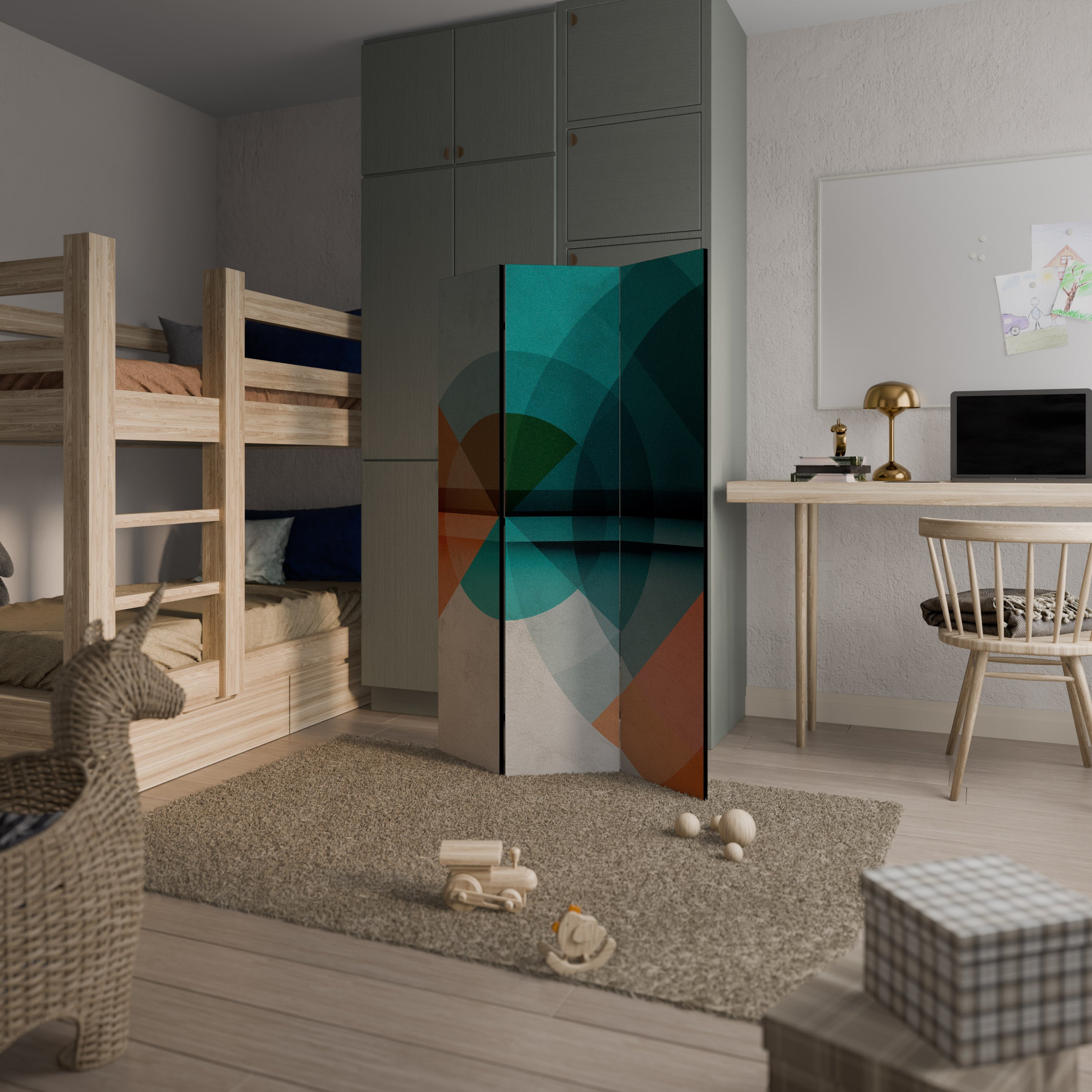 CIRCULAR RHAPSODY Decorative 3-Panel Room Divider